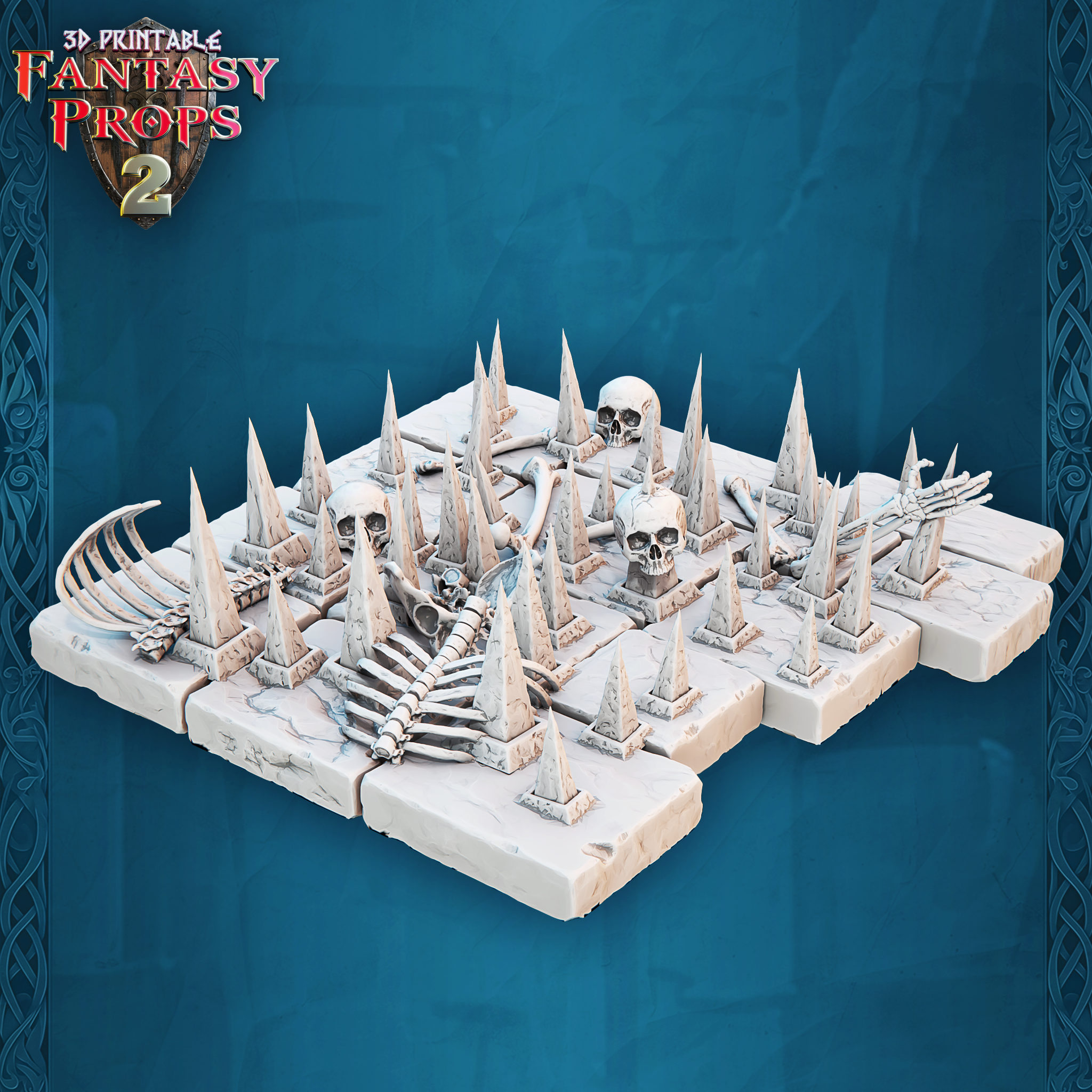 3D Printed STL Miniatures Fantasy Props 2 Dungeons Set 28 - 32mm War Gaming D&D