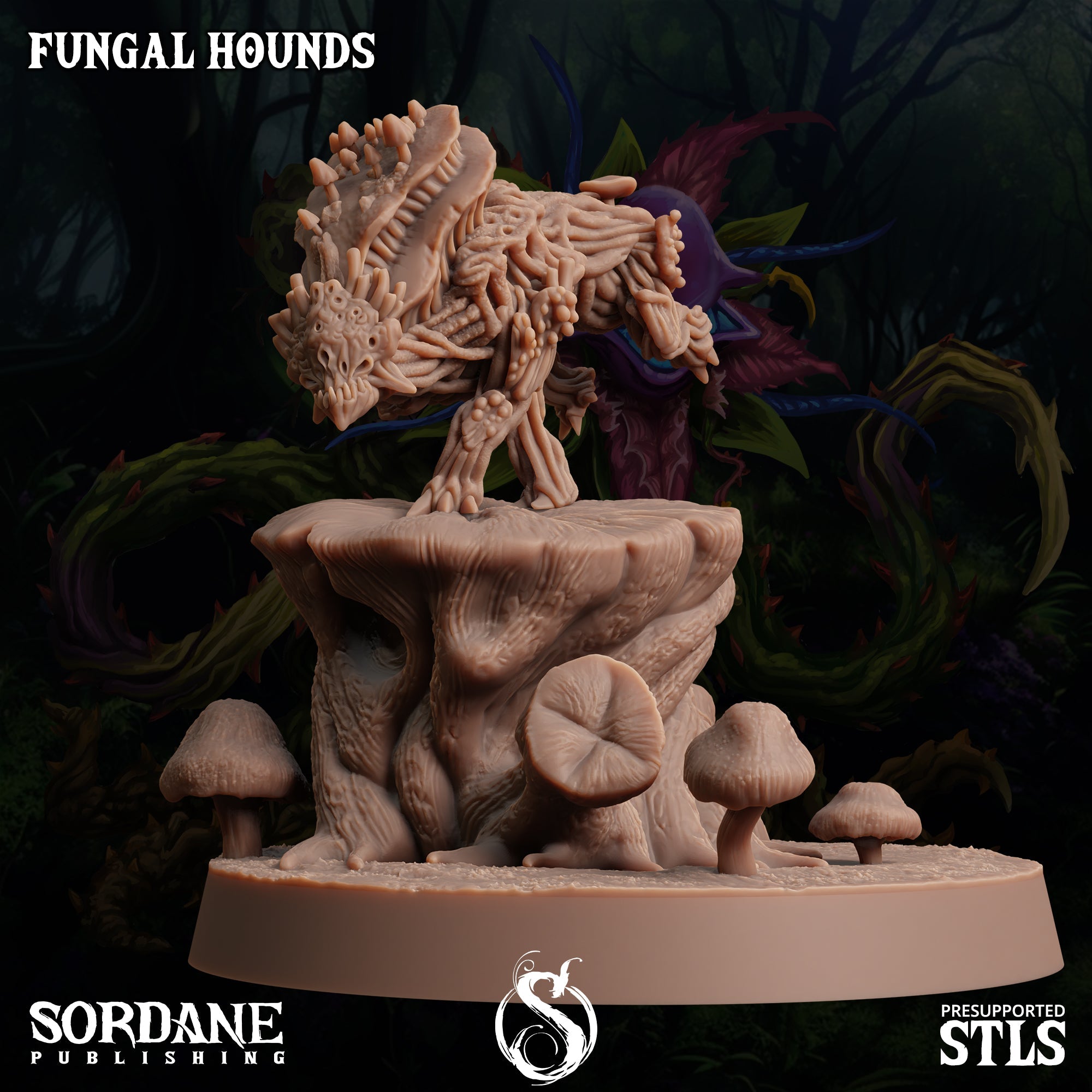 3D Printed Sordane Publishing Fungal Hound 28 32mm D&D