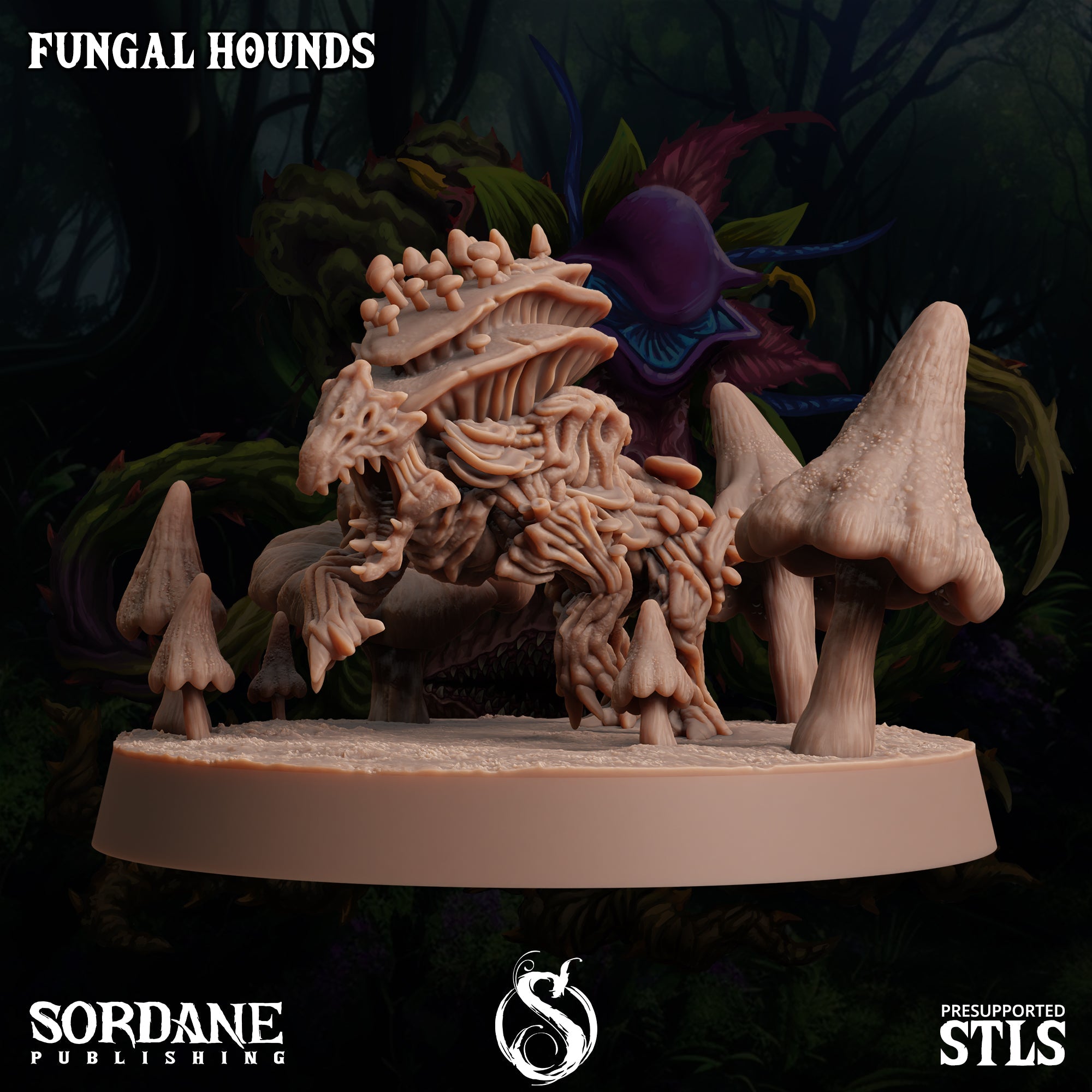 3D Printed Sordane Publishing Fungal Hound 28 32mm D&D