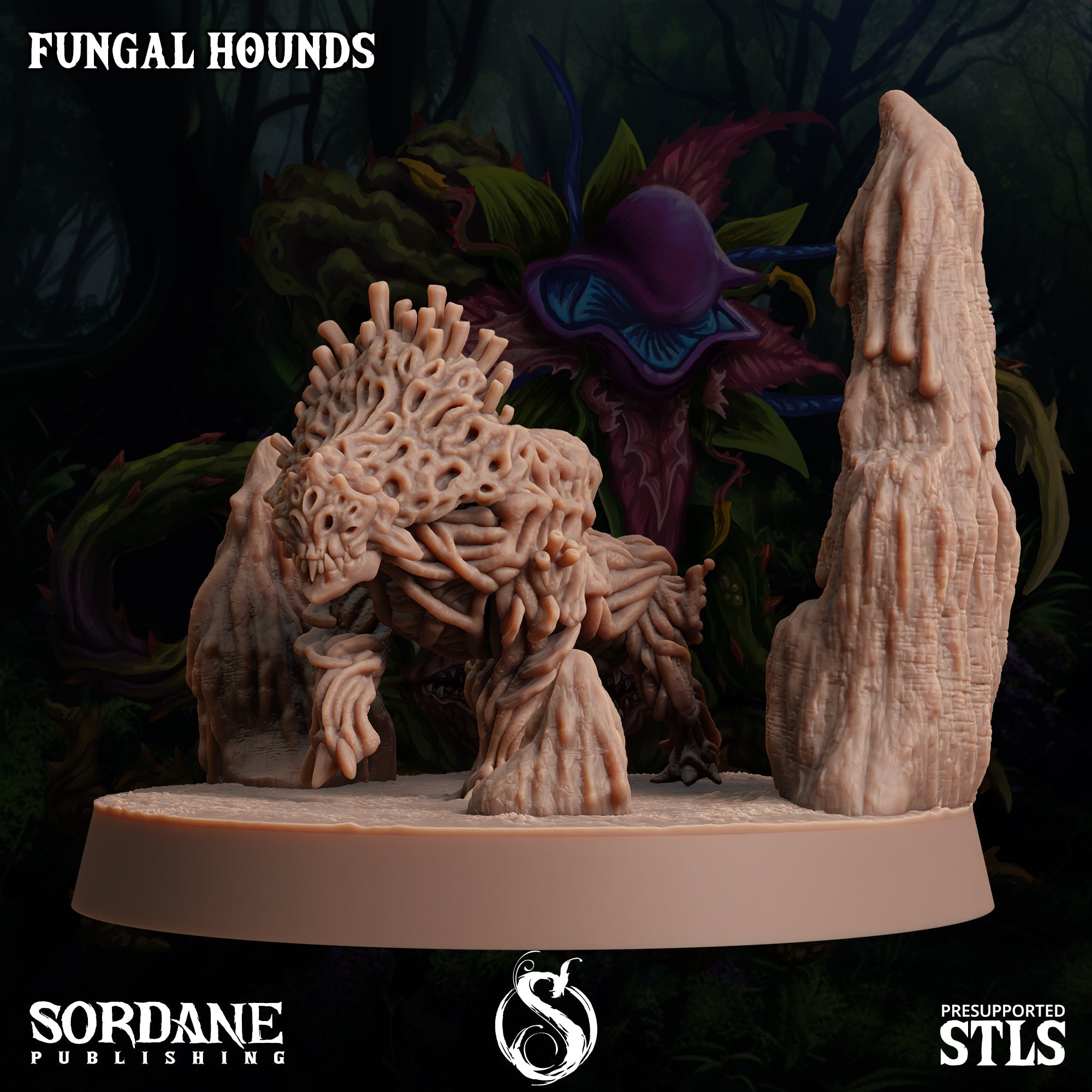 3D Printed Sordane Publishing Fungal Hound 28 32mm D&D