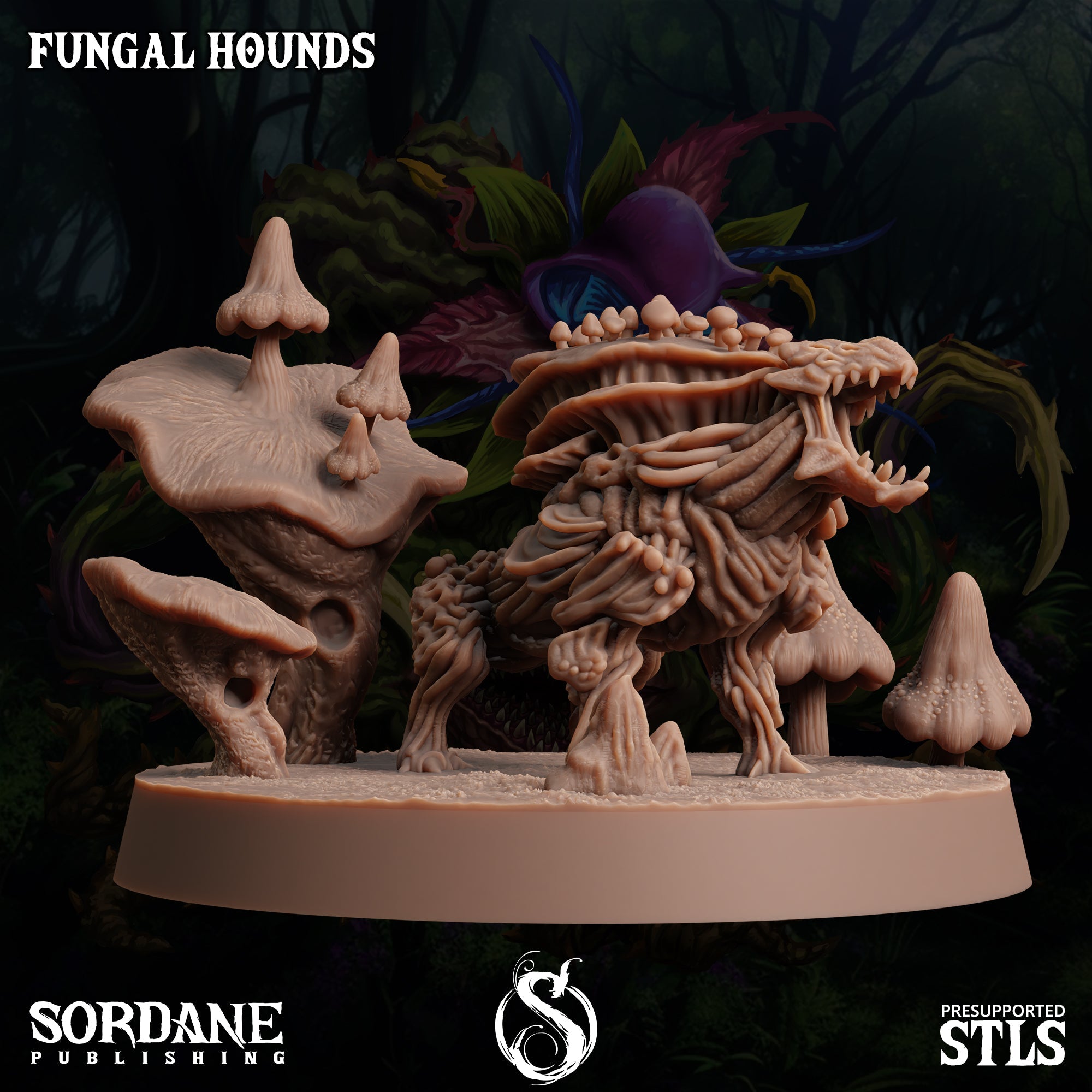 3D Printed Sordane Publishing Fungal Hound 28 32mm D&D