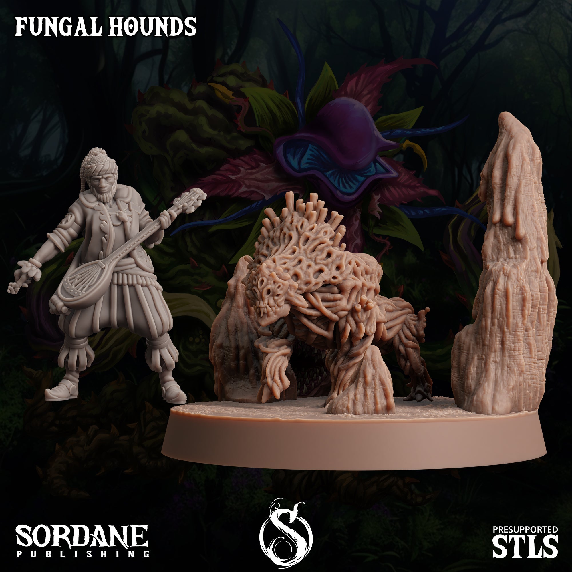 3D Printed Sordane Publishing Fungal Hound 28 32mm D&D