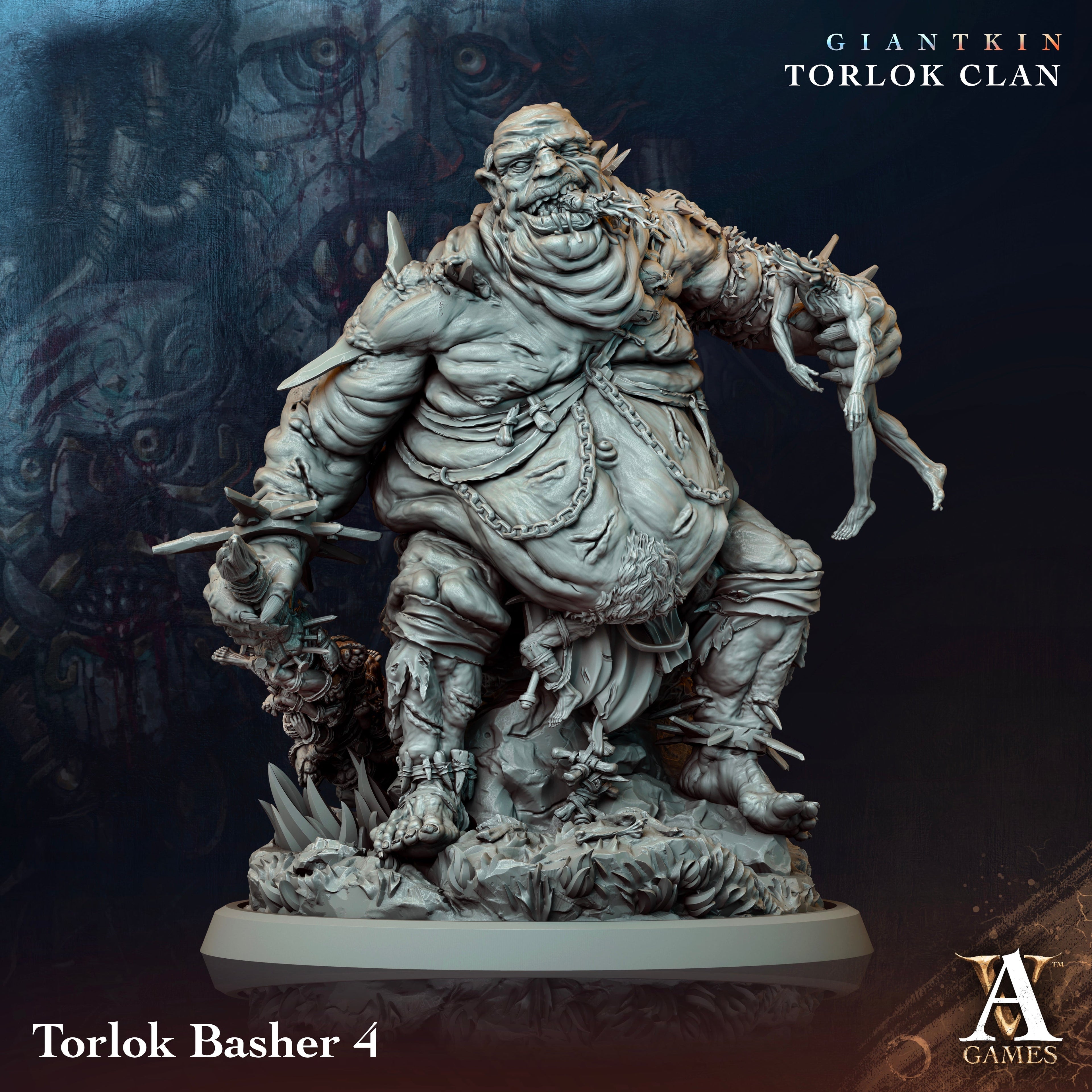 3D Printed Archvillain Games Giantkin - Torlok Clan Torlok Basher 28 32mm D&D
