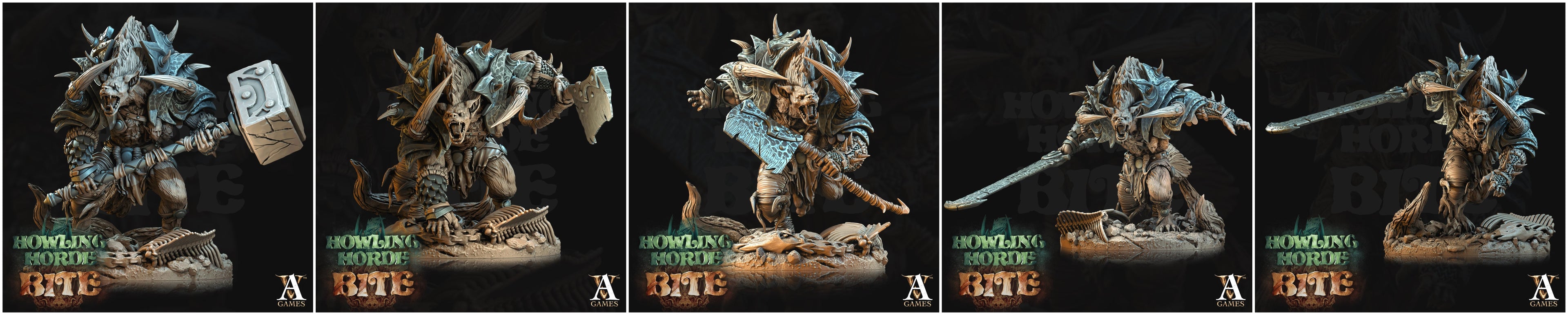 3D Printed Archvillain Games Howling Horde - Gnoll Brutes 28mm 32mm D&D