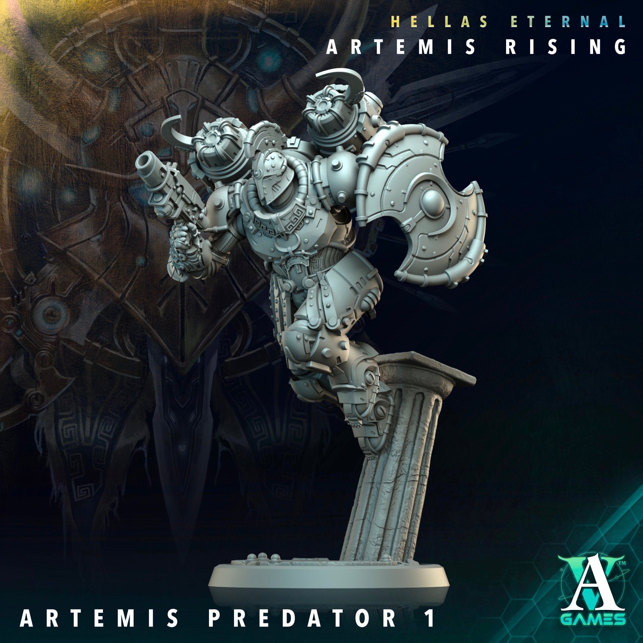 3D Printed Archvillain Games Apex Predator Artemis Predators Hellas Eternal Artemis Rising 28 32mm D&D