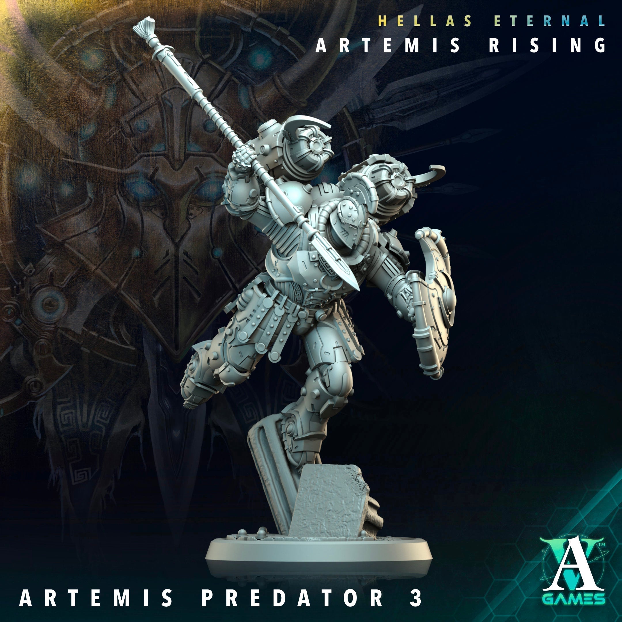 3D Printed Archvillain Games Apex Predator Artemis Predators Hellas Eternal Artemis Rising 28 32mm D&D