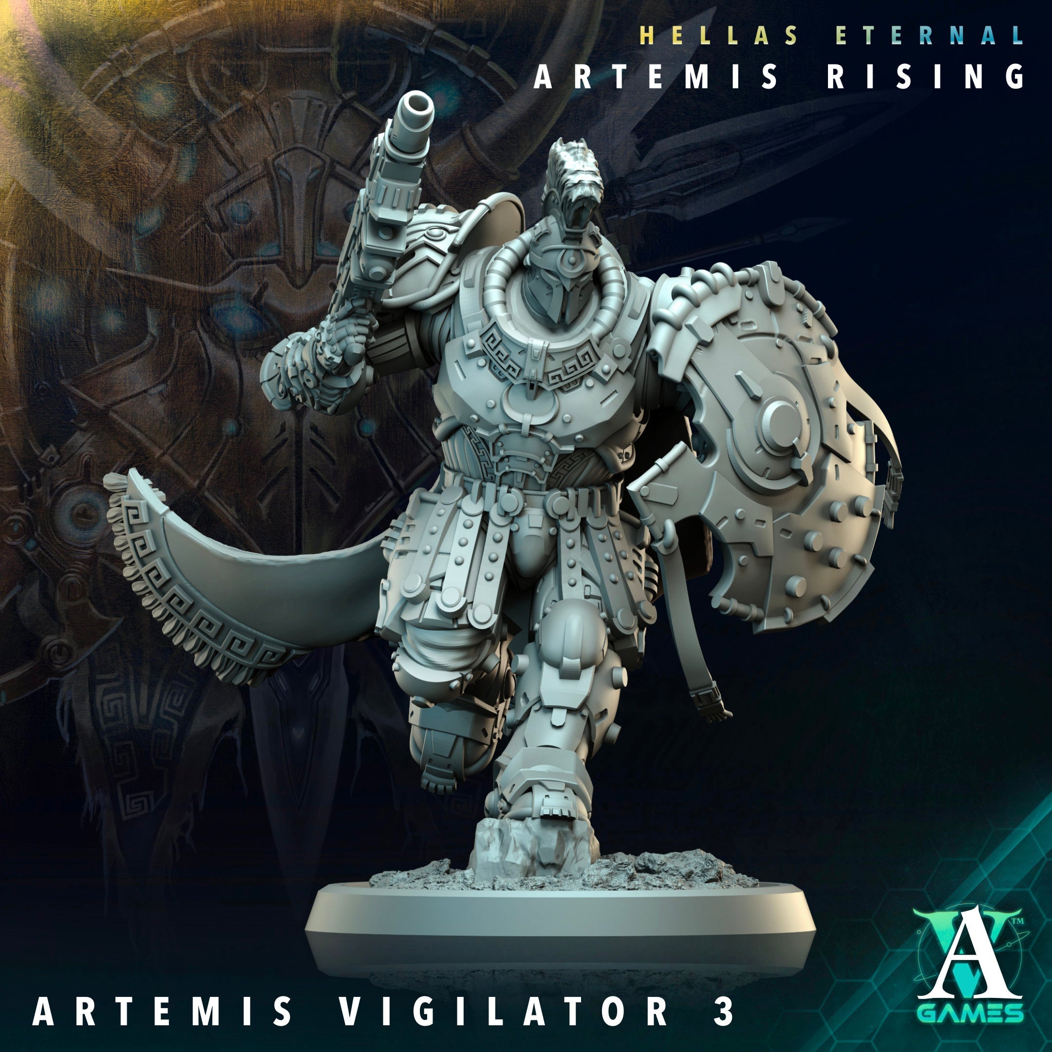 3D Printed Archvillain Games Apex Vigilator Artemis Vigilators Hellas Eternal Artemis Rising 28 32mm D&D