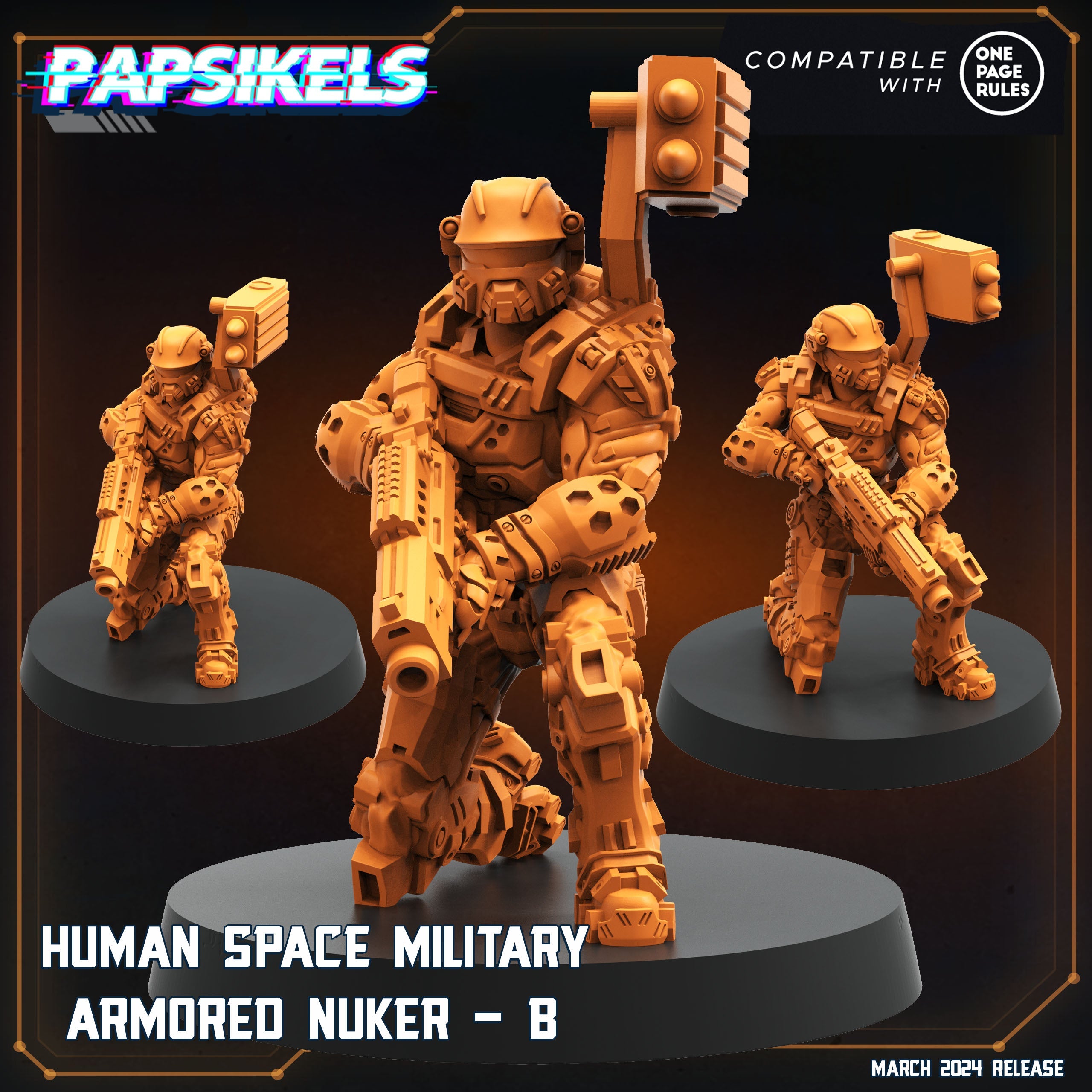 3D Printed Papsikels Human Space Military Armored Nuker Set 28mm 32mm