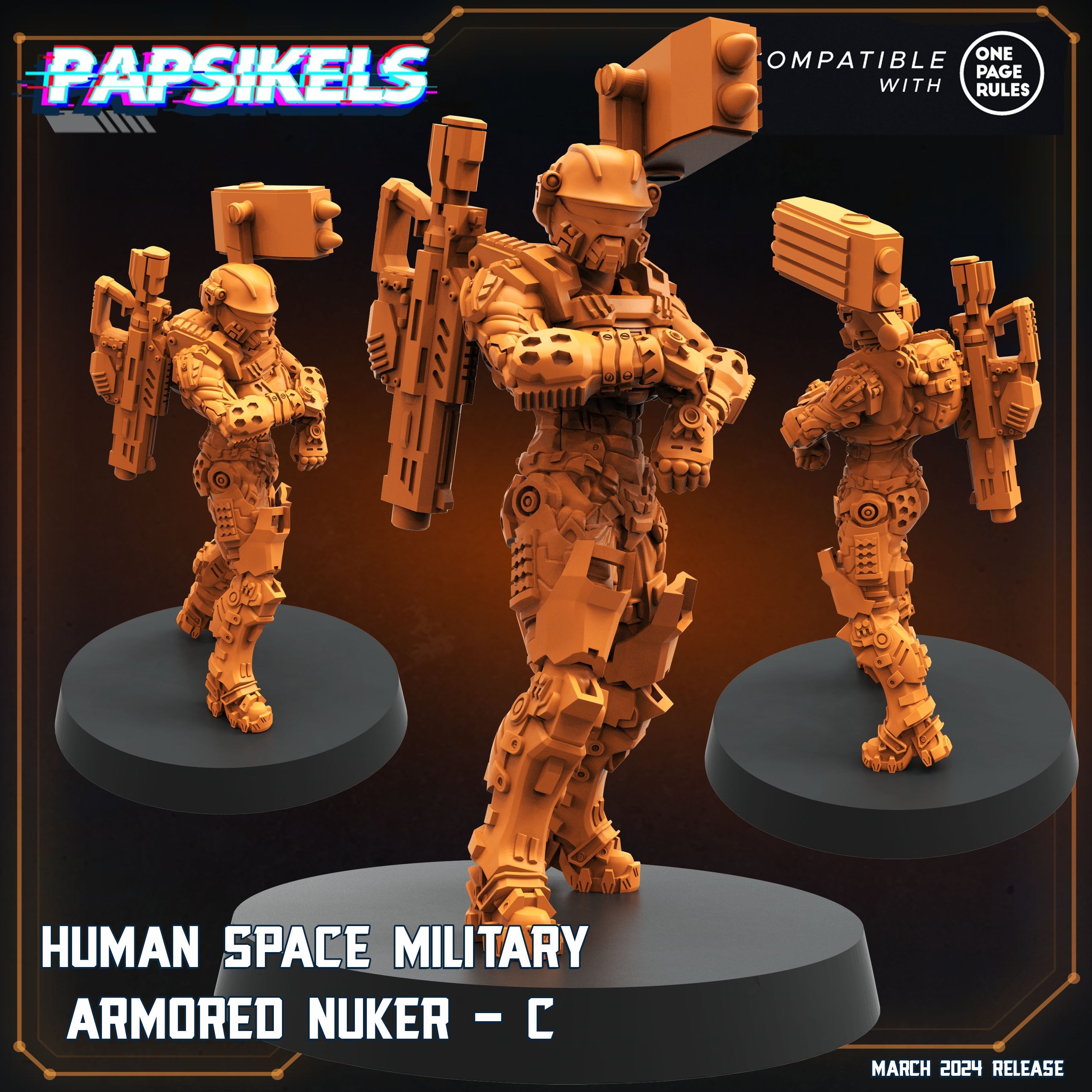3D Printed Papsikels Human Space Military Armored Nuker Set 28mm 32mm