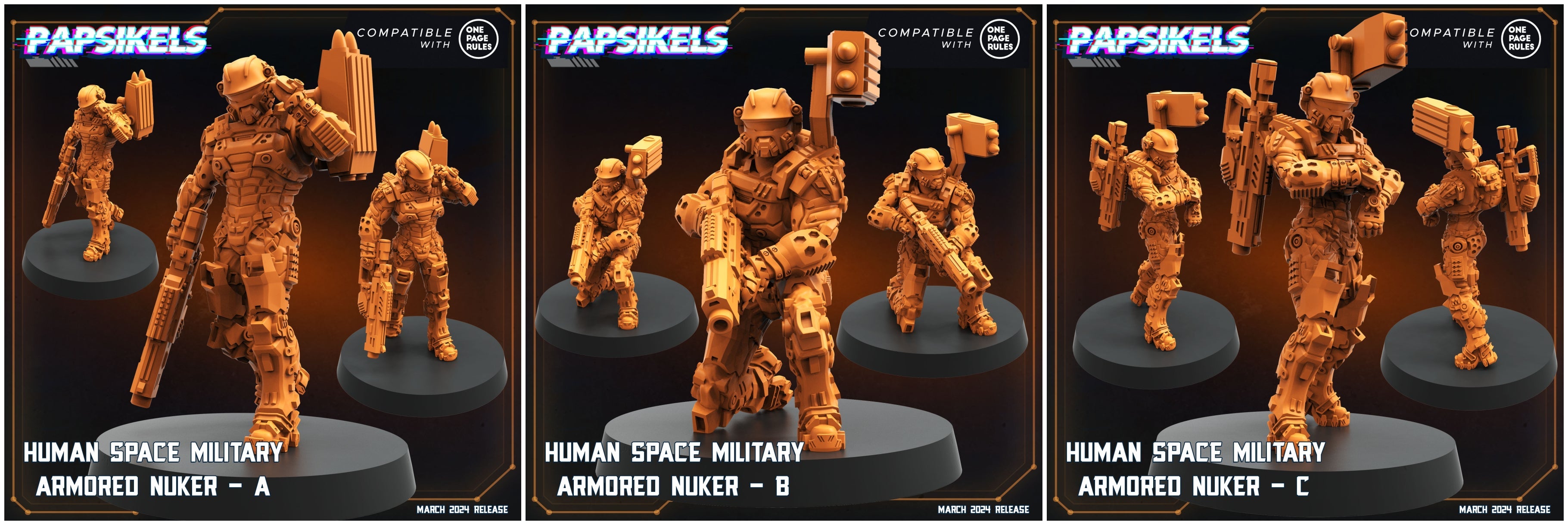 3D Printed Papsikels Human Space Military Armored Nuker Set 28mm 32mm