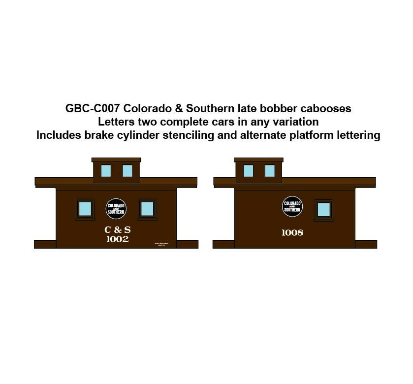 GBC-C007 Colorado & Southern Bobber Caboose Decals - Late - HOn3