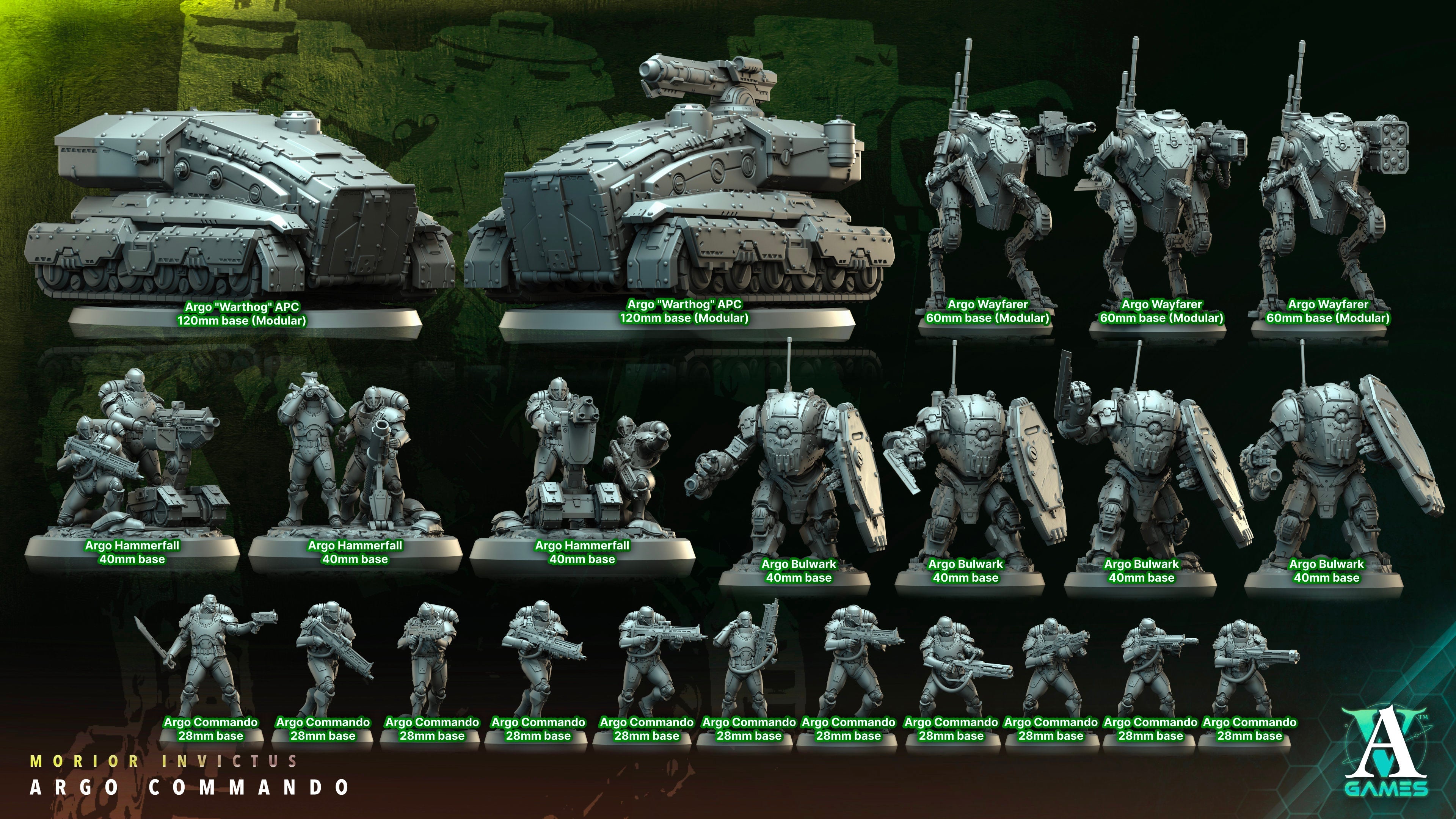 3D Printed Archvillain Games Argo Warthog APC Morior Invictus Argo Commando 28 32mm D&D