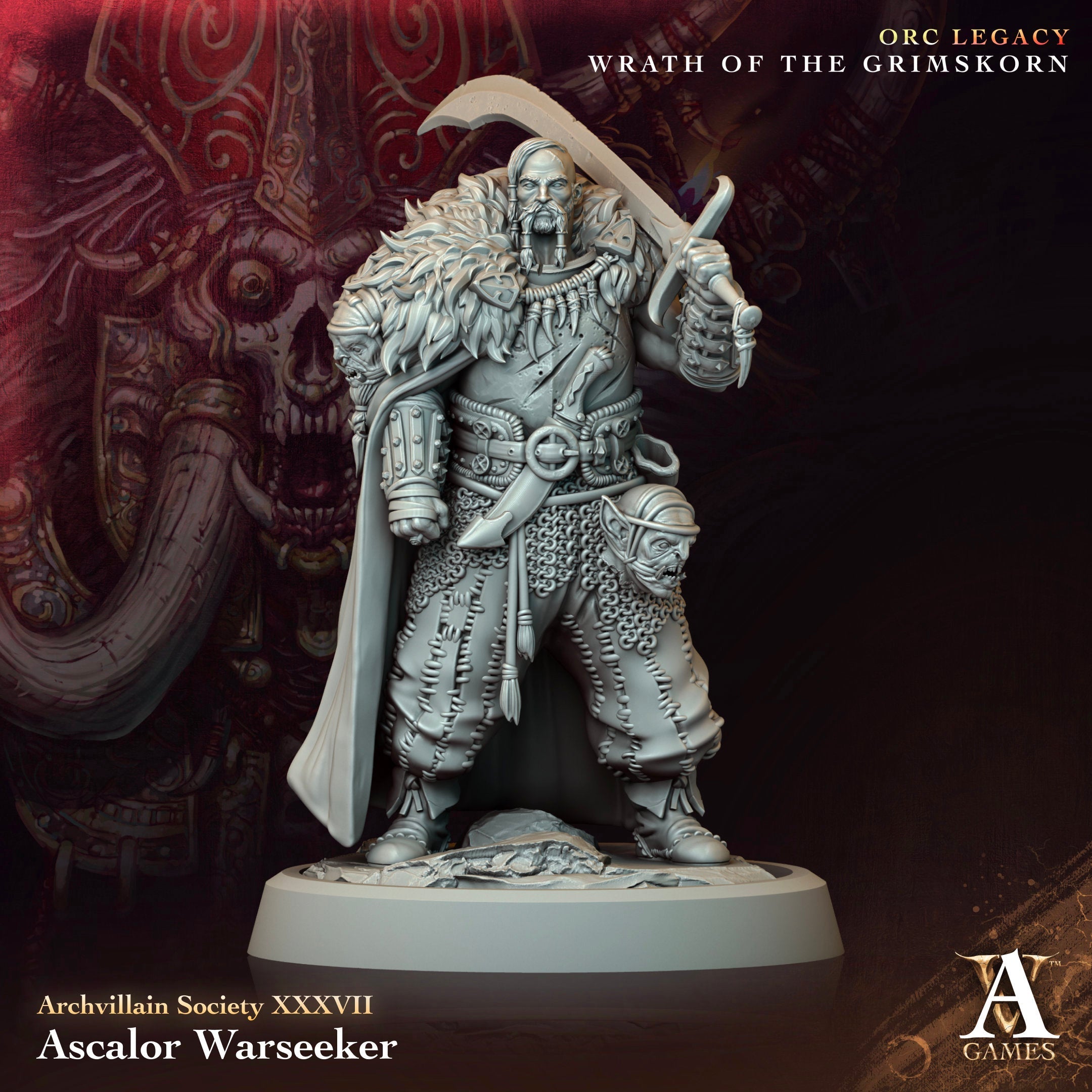 3D Printed Archvillain Games Ascalor Warseeker Archvillain Society Vol XXXVII 28 32mm D&D