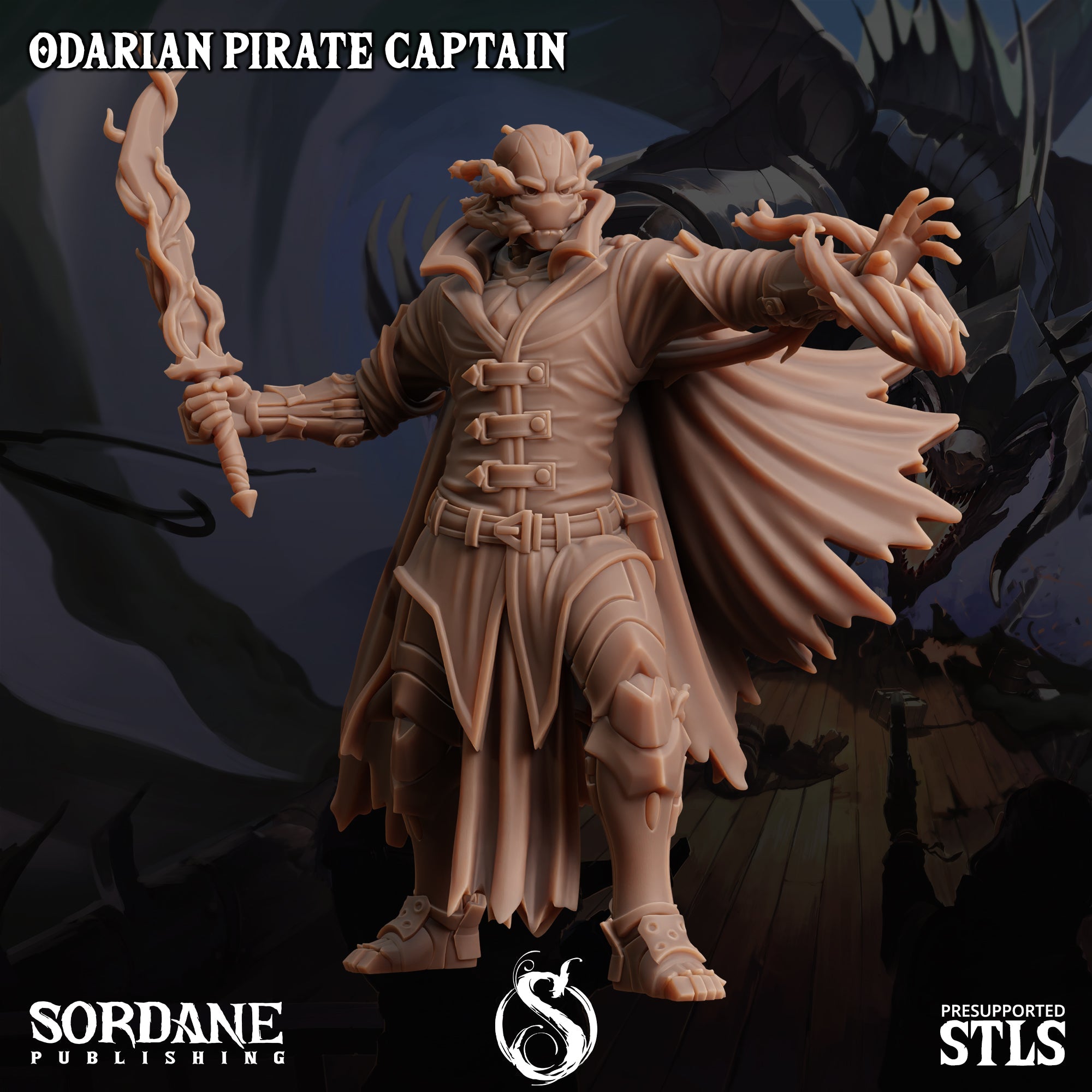 3D Printed Sordane Publishing Arcane Minis Odarian Pirate Captain Swindler's Luck Part Two 28 32mm D&D