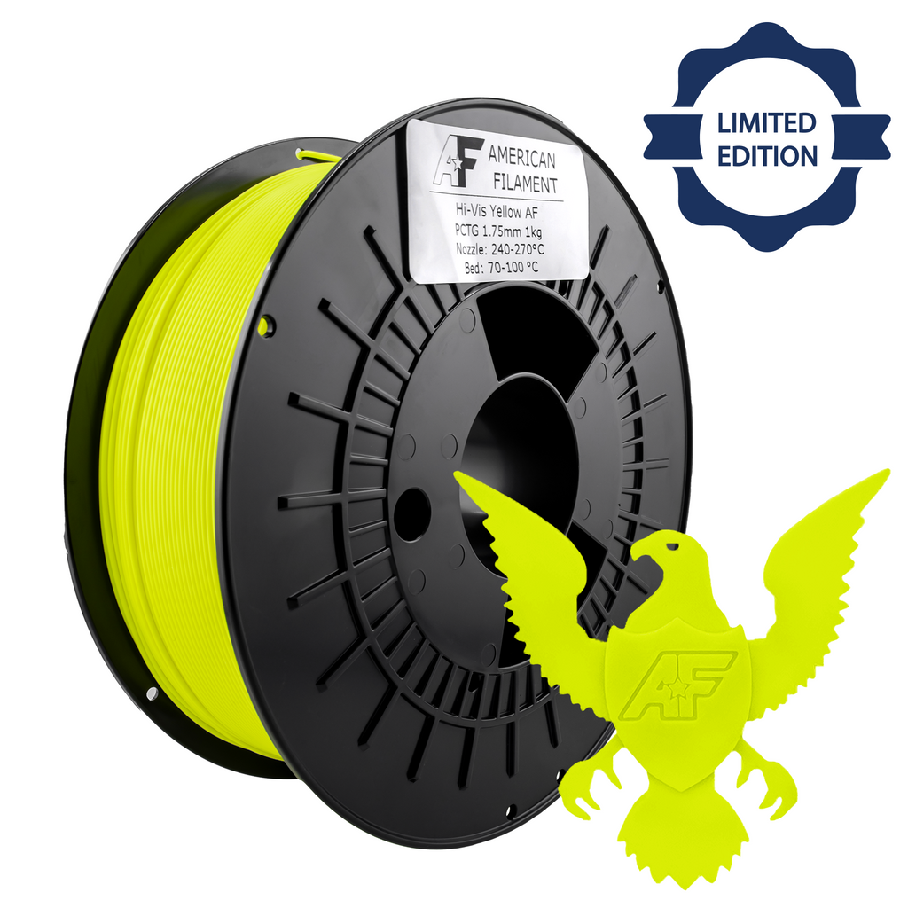 Hi-Vis Yellow AF 1.75mm PCTG Filament Made in the USA!