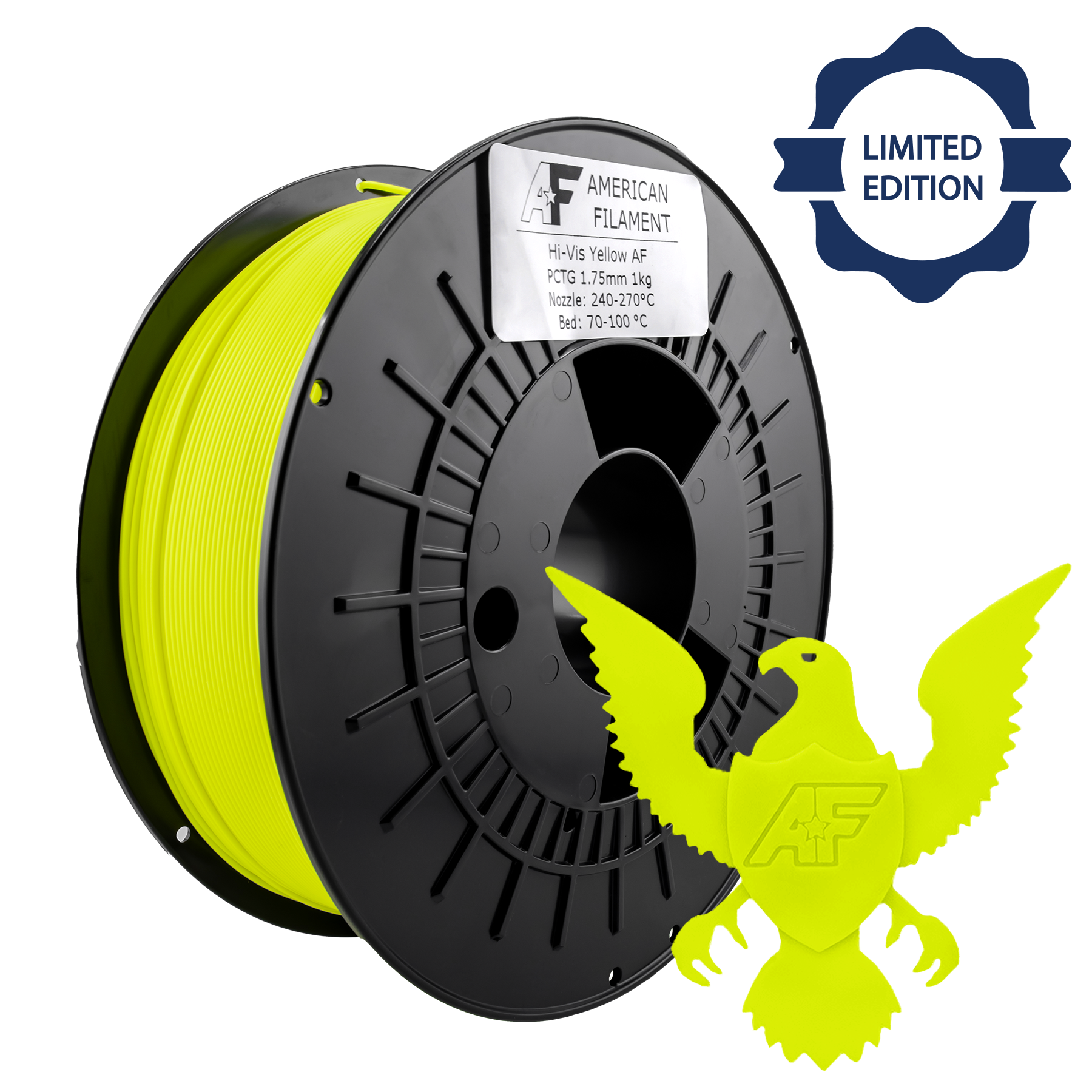Hi-Vis Yellow AF 1.75mm PCTG Filament Made in the USA!