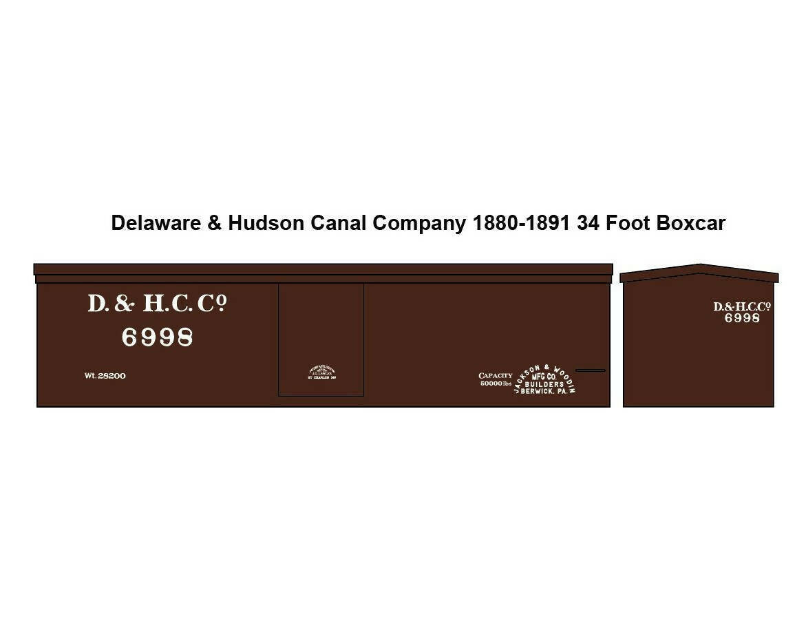 Delaware &amp; Hudson Canal Co. 1880s 34 Foot Boxcar Decal Set HO