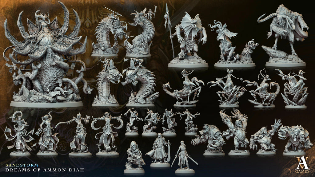 3D Printed Archvillain Games Alijany Sandstorm Dreams of Ammon Diah 28 32mm D&D