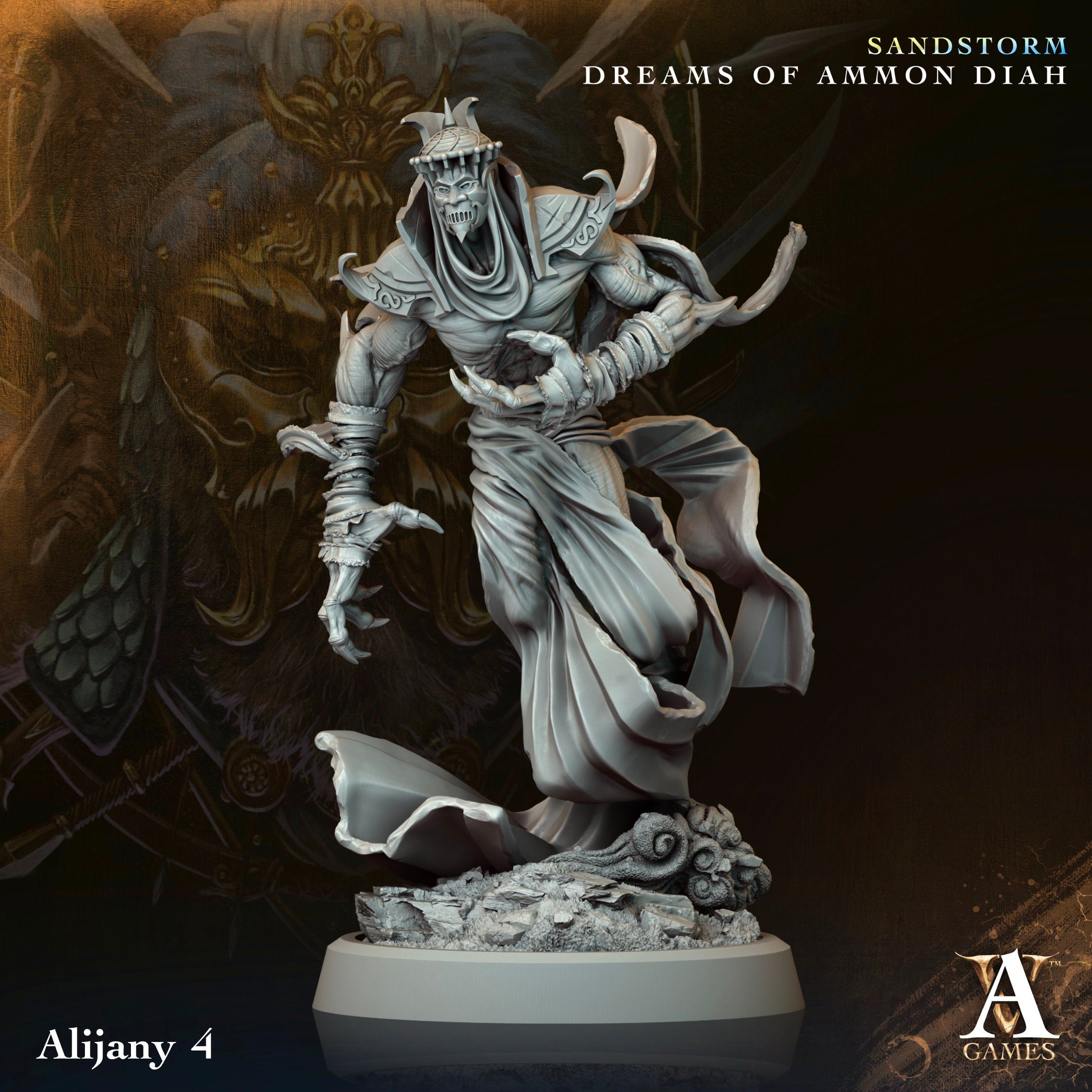 3D Printed Archvillain Games Alijany Sandstorm Dreams of Ammon Diah 28 32mm D&D
