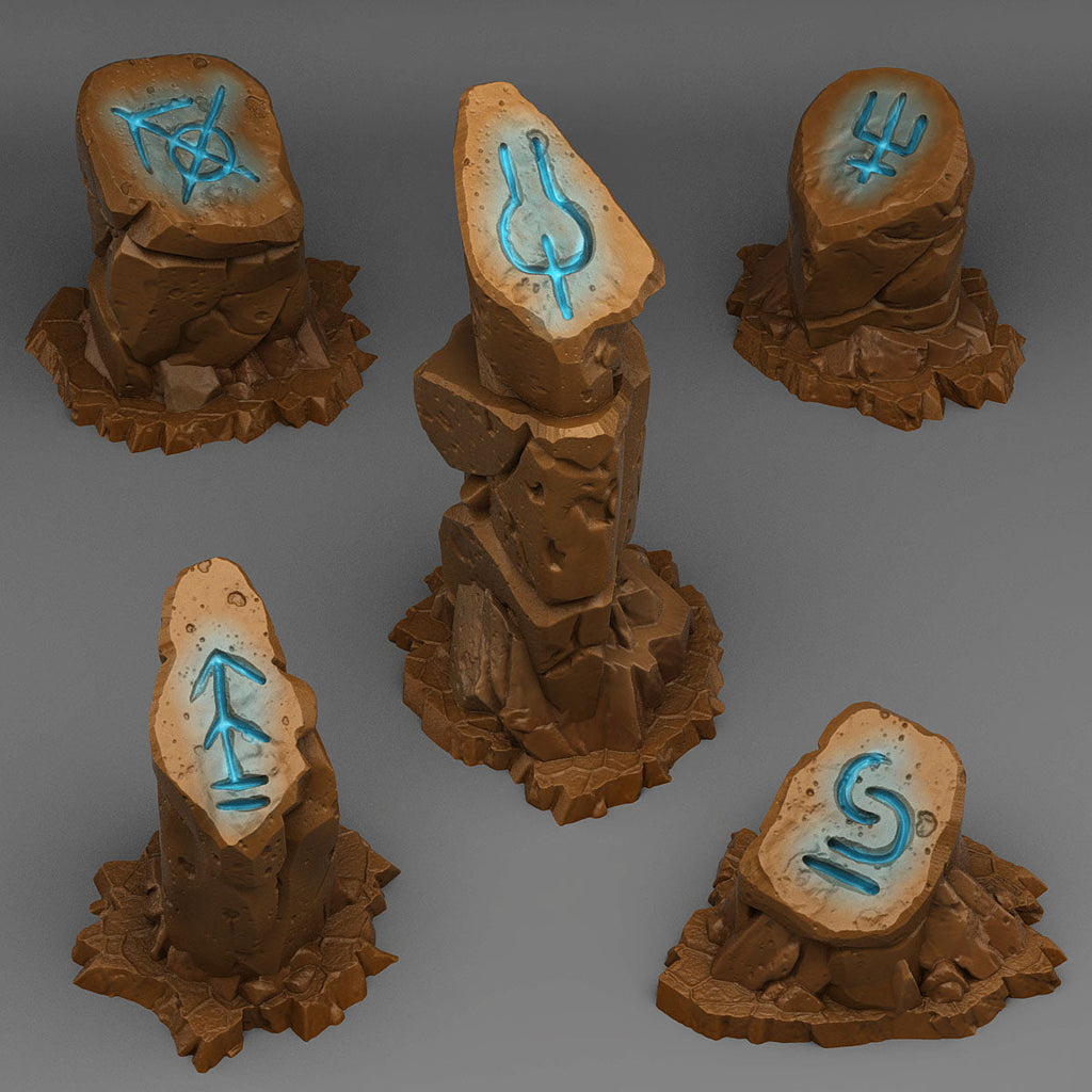 3D Printed Fantastic Plants and Rocks Sci Fi Glyph Stones 328mm - 32mm D&D Wargaming