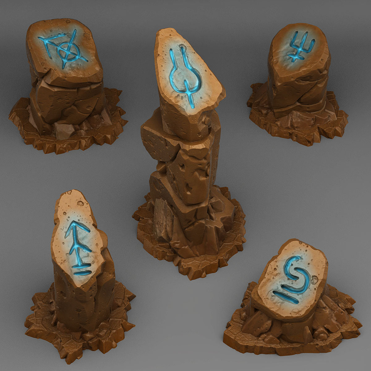 3D Printed Fantastic Plants and Rocks Sci Fi Glyph Stones 328mm - 32mm D&D Wargaming
