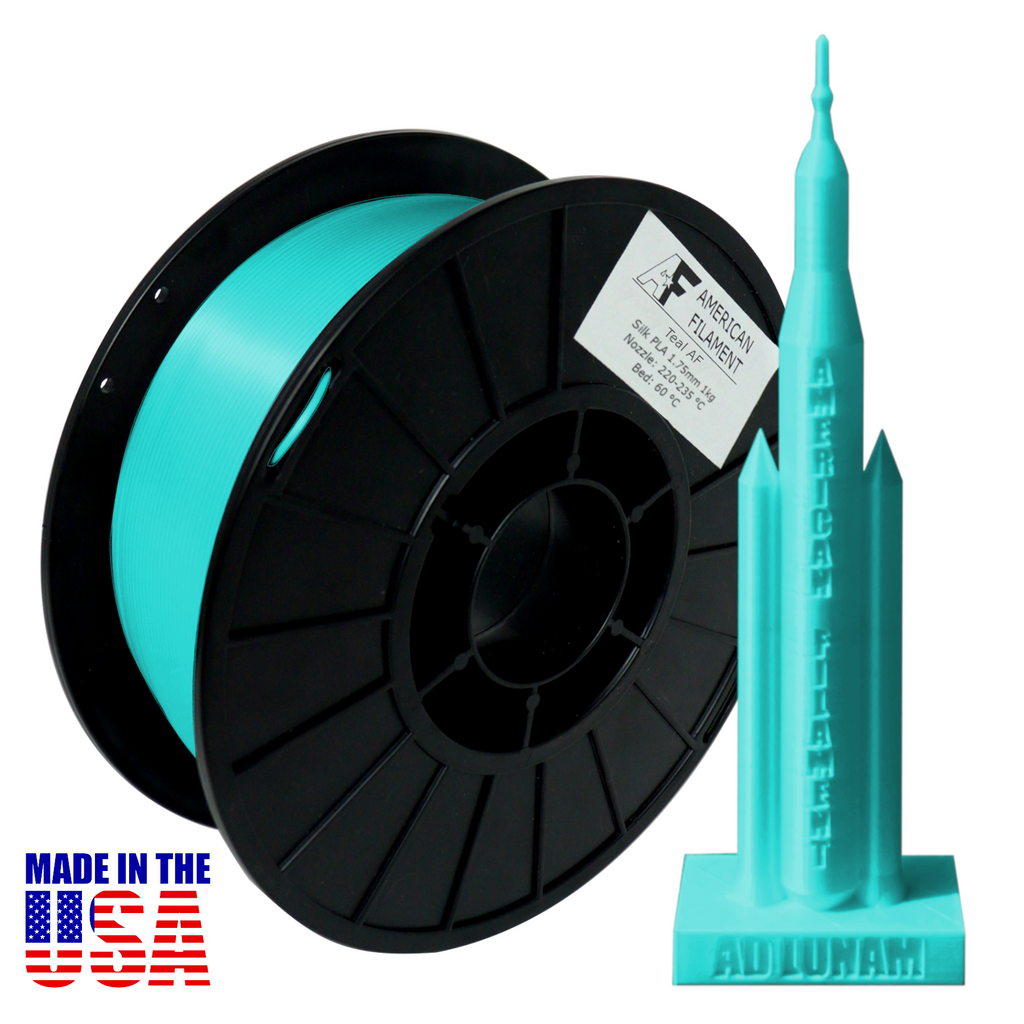 Teal AF Silk PLA 3D Printer Filament, 1.75 mm Diameter, 1 kg Spool