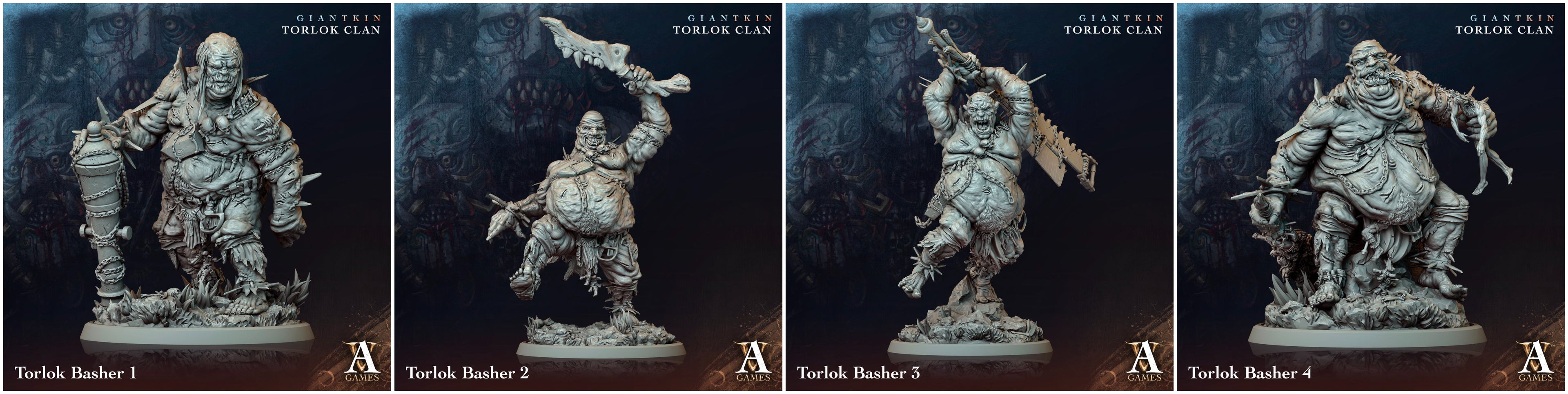 3D Printed Archvillain Games Giantkin - Torlok Clan Torlok Basher 28 32mm D&D