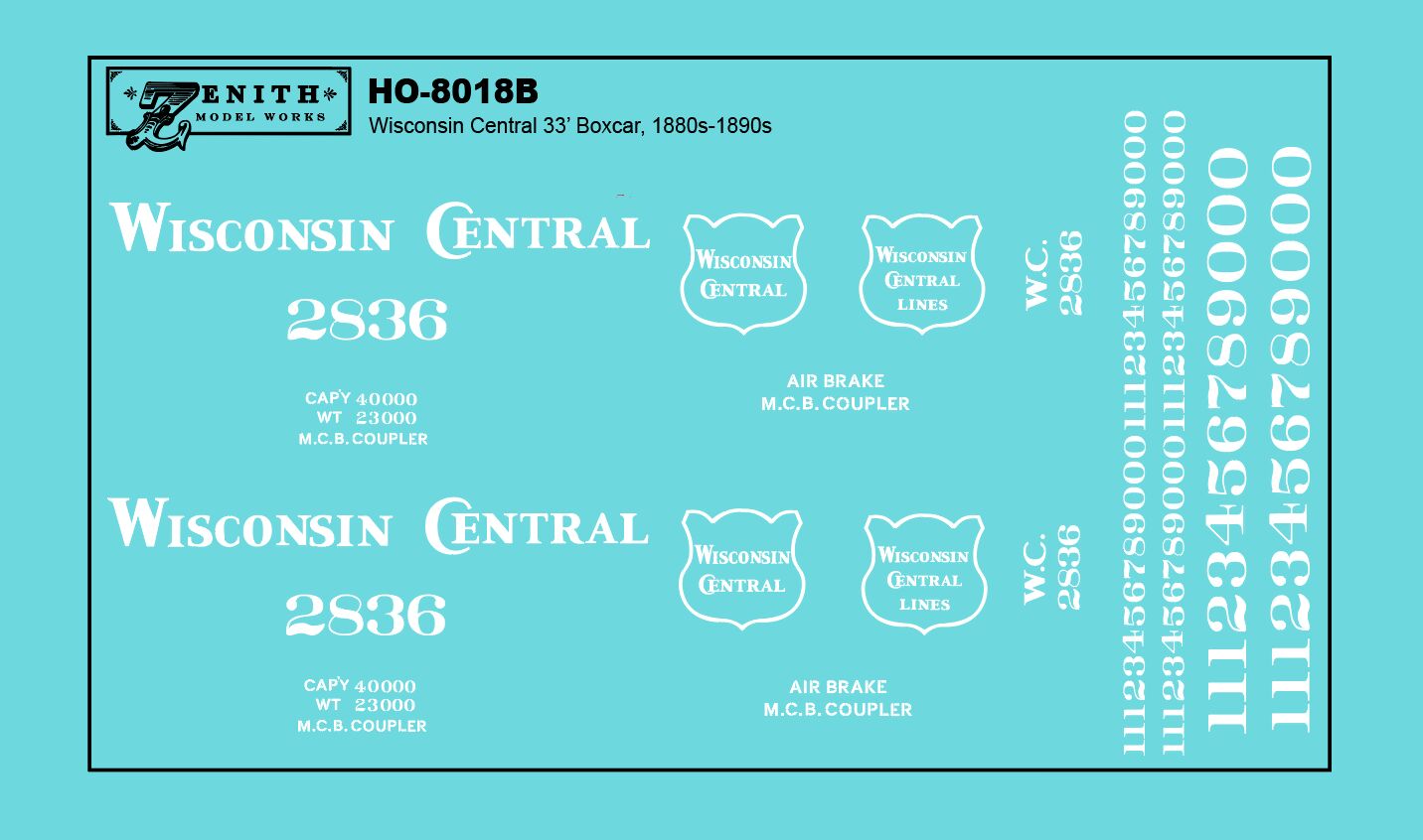Wisconsin Central 33' Boxcar Decals