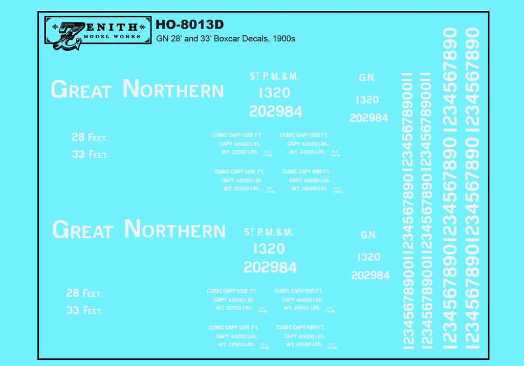 Saint Paul, Minneapolis and Manitoba/Great Northern 33' Box Car Decals