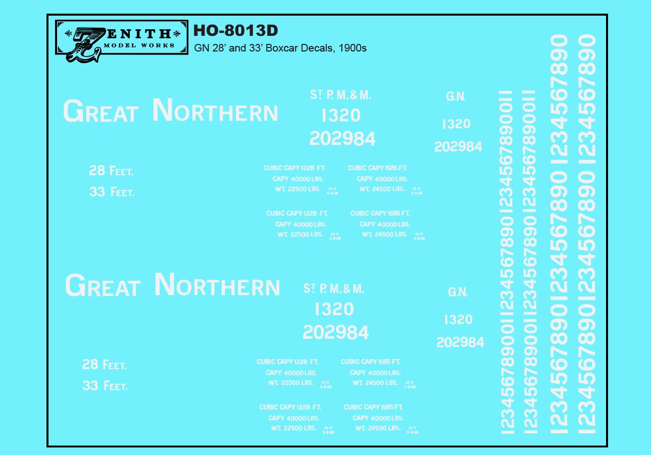 Saint Paul, Minneapolis and Manitoba/Great Northern 33' Box Car Decals
