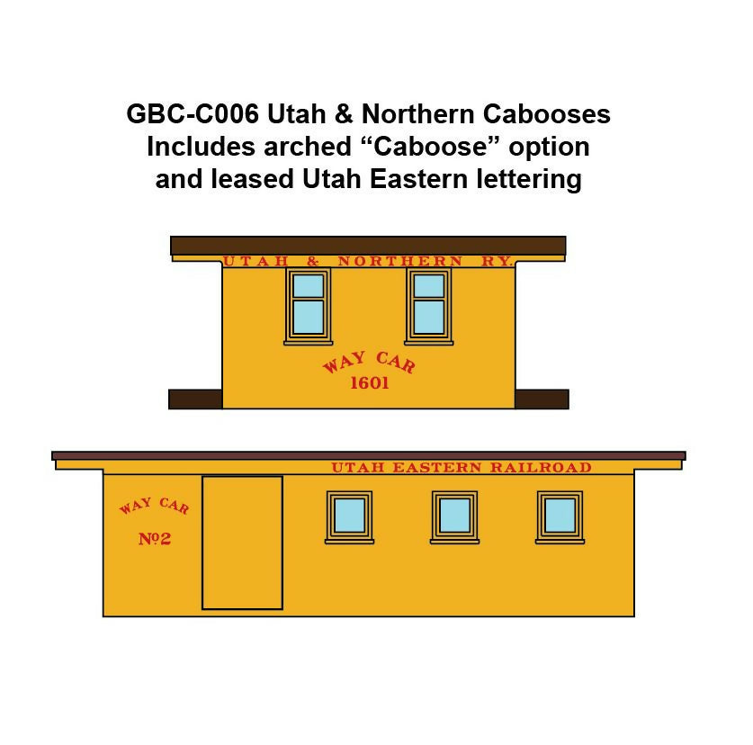 GBC-C006 Utah & Northern Narrow Gauge Cabooses Decal Set - HOn3, Sn3, On3