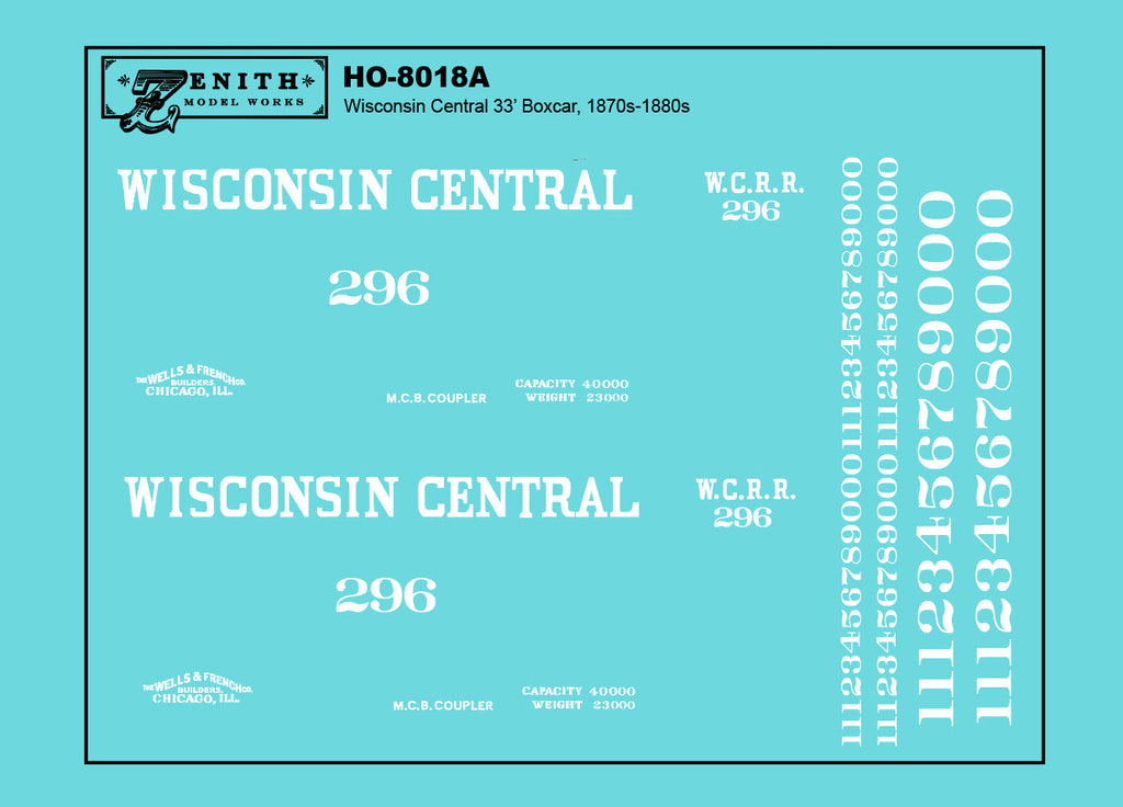 Wisconsin Central 33' Boxcar Decals