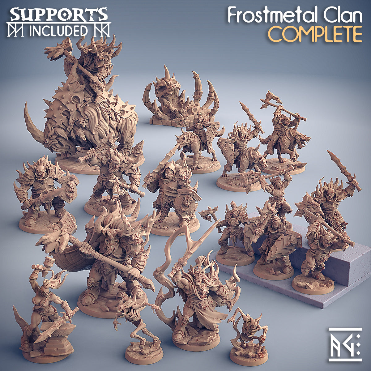 3D Printed Artisan Guild Frostmetal Worg Riders Frostmetal Clan 28mm 32mm