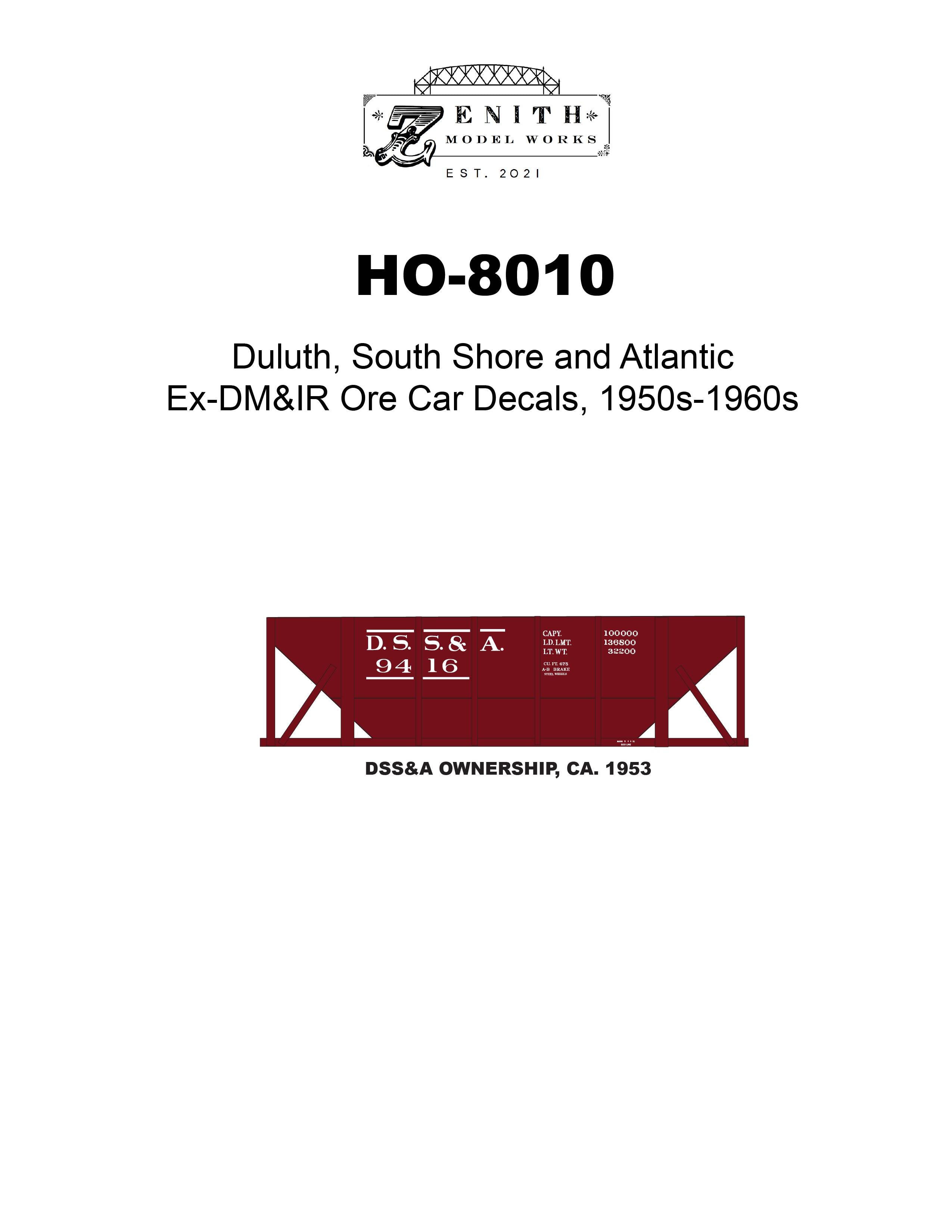 Duluth, South Shore and Atlantic 22' Ore Car Decals, 1940s-1960s