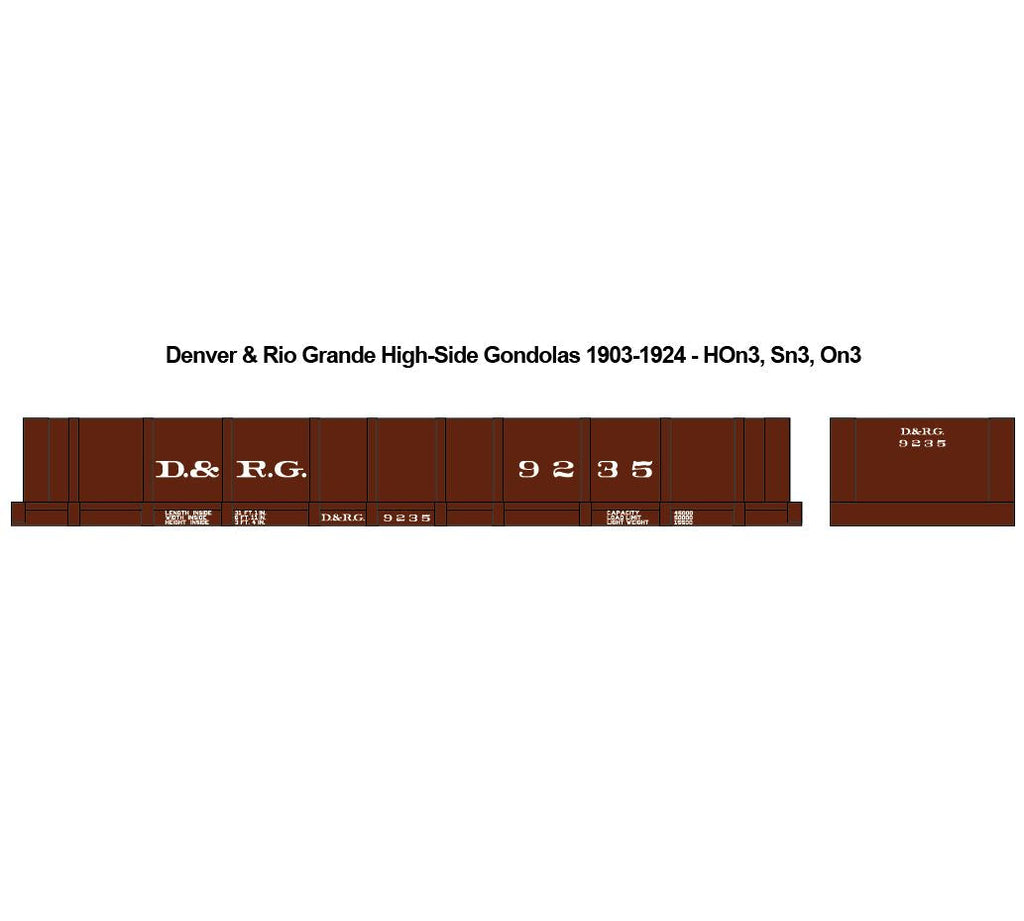 Denver & Rio Grande High-Side Gondola Decals 1903-1924 HOn3, Sn3, On3