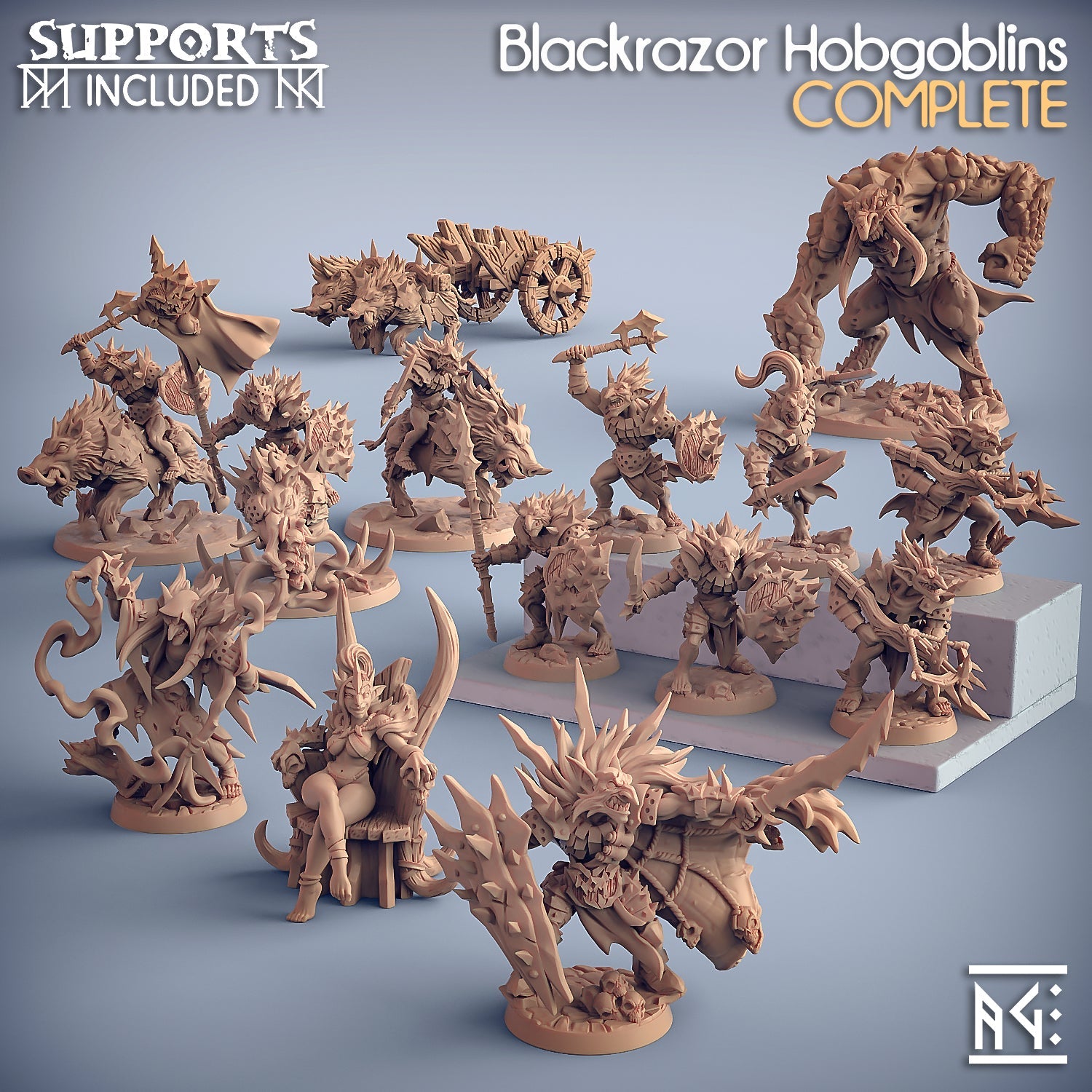 3D Printed Artisan Guild Hobgoblin Razorbeast Riders Blackrazor Hobgoblins 28mm 32mm
