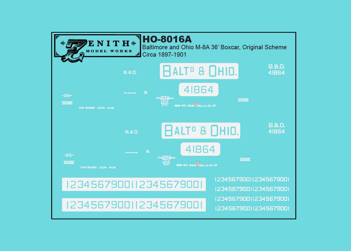 Baltimore and Ohio M-8 Boxcar Decals