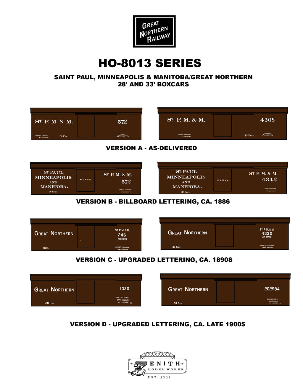 Saint Paul, Minneapolis and Manitoba/Great Northern 33' Box Car Decals