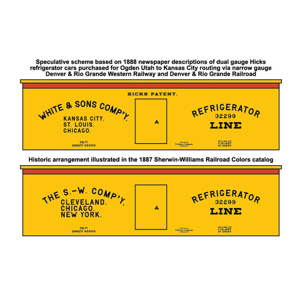 1887 "Ideal Livery" 34' Refrigerator Car Decal Set - HO, HOn3