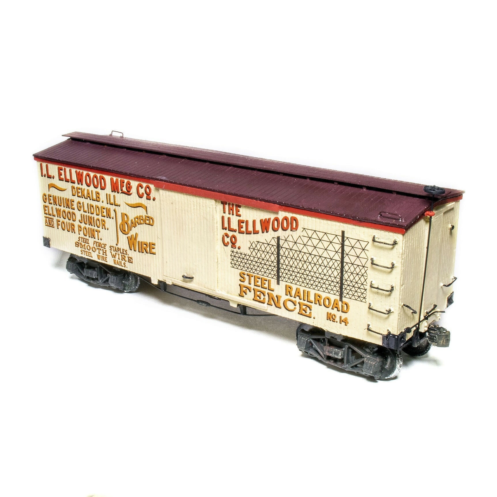 Ellwood Barbed Wire 34' Private Owner Boxcar Decal Set HO, O