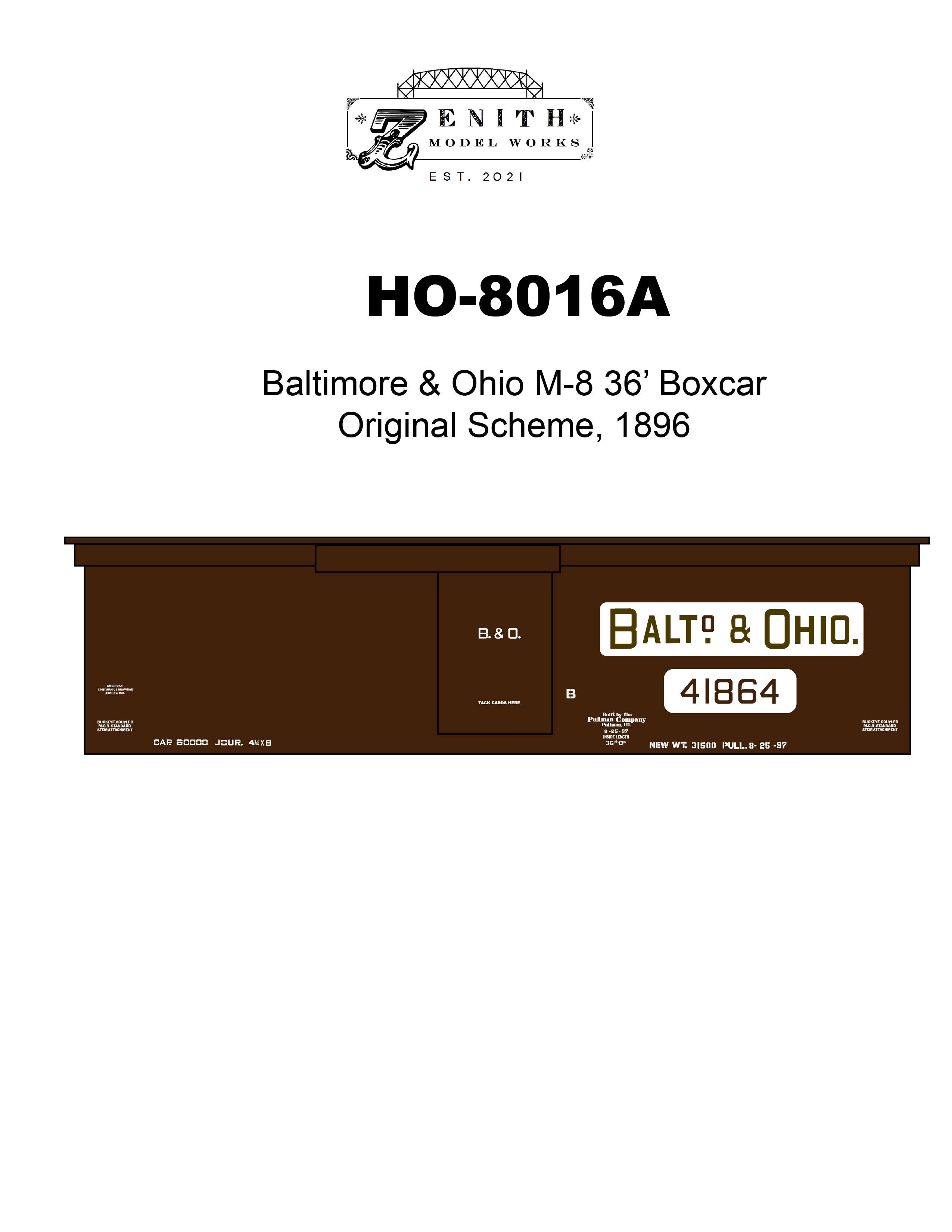 Baltimore and Ohio M-8 Boxcar Decals
