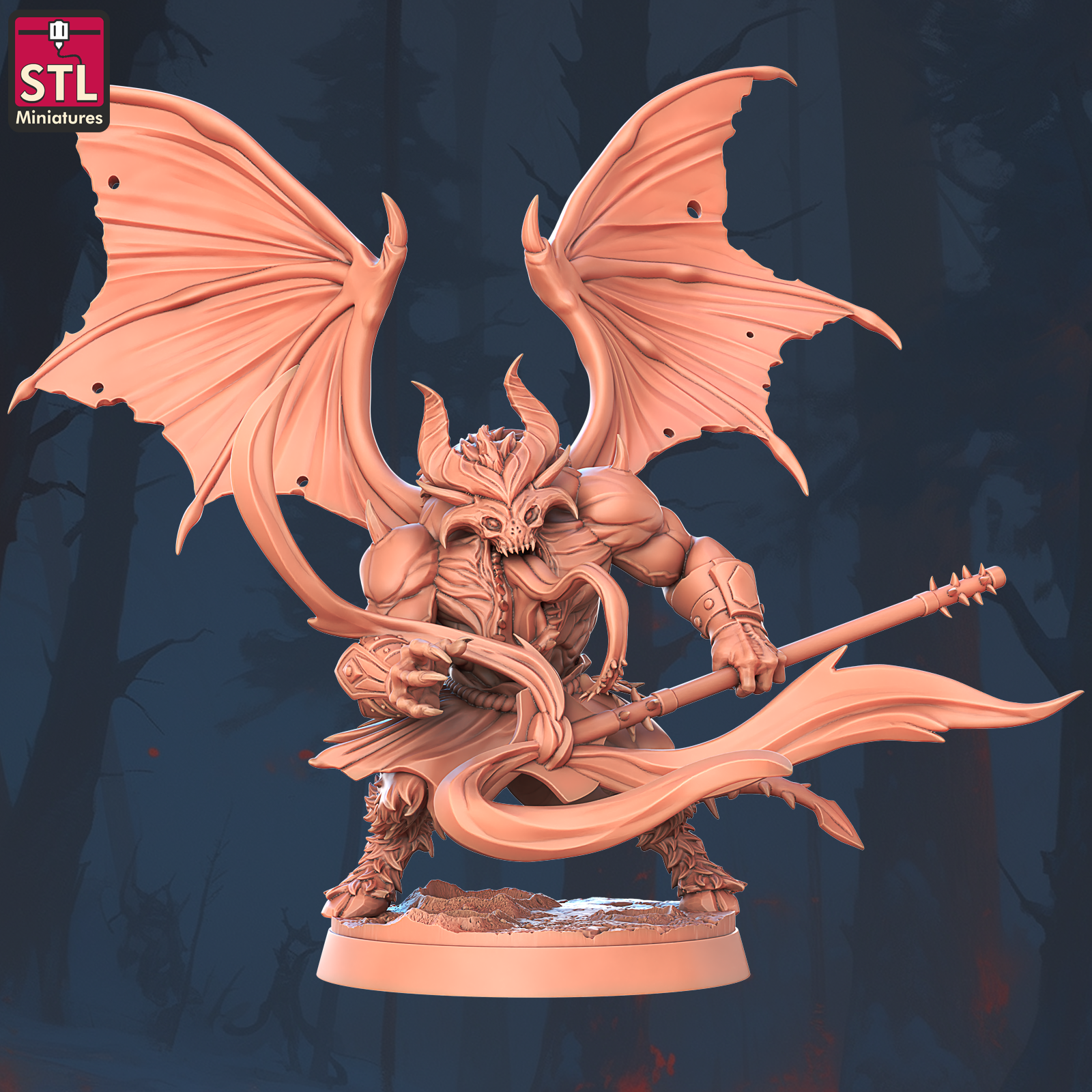 3D Printed STL Miniatures Terror Wing 28 - 32mm War Gaming D&D