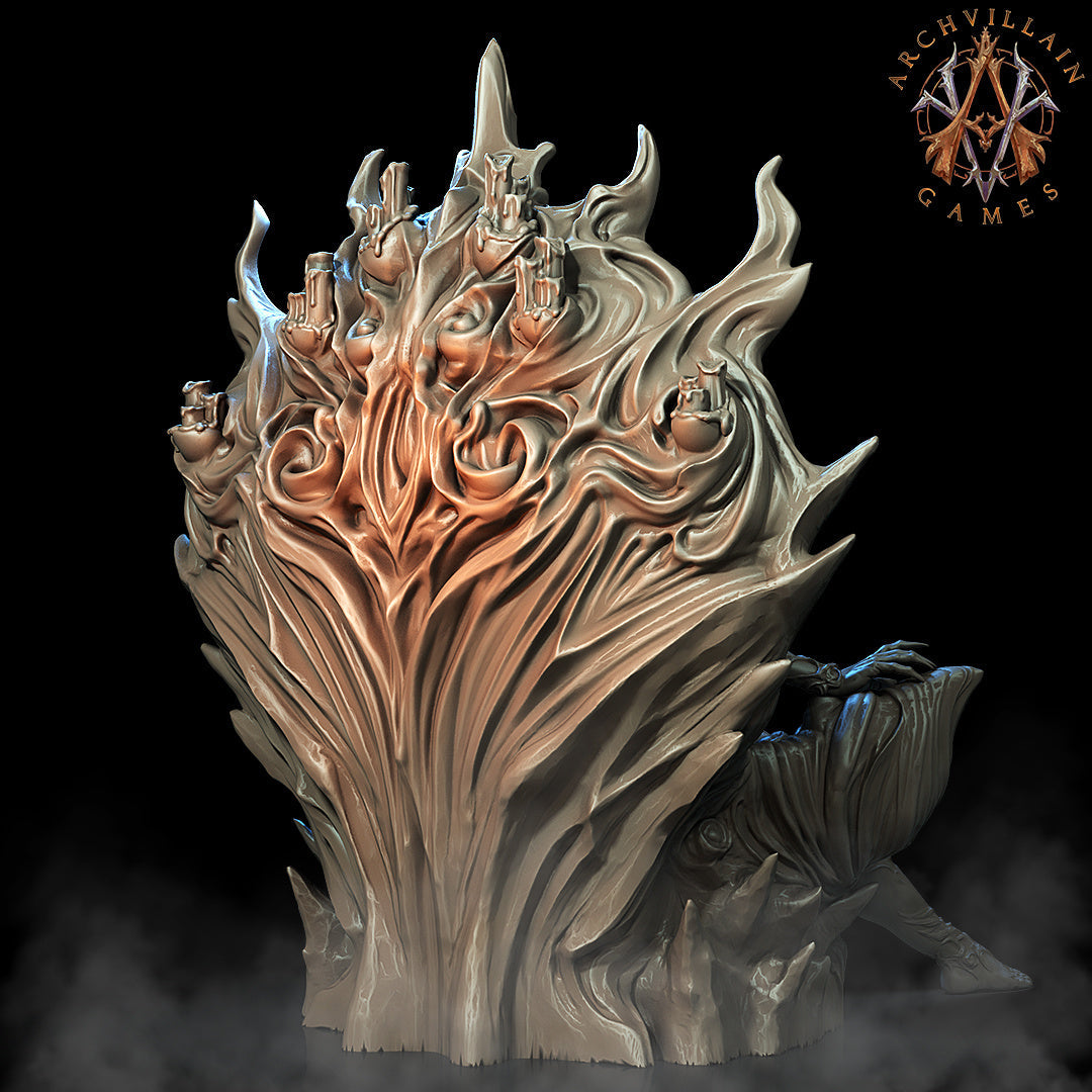 3D Printed Archvillain Games - Queen Naamah on Throne 28mm 32mm D&D