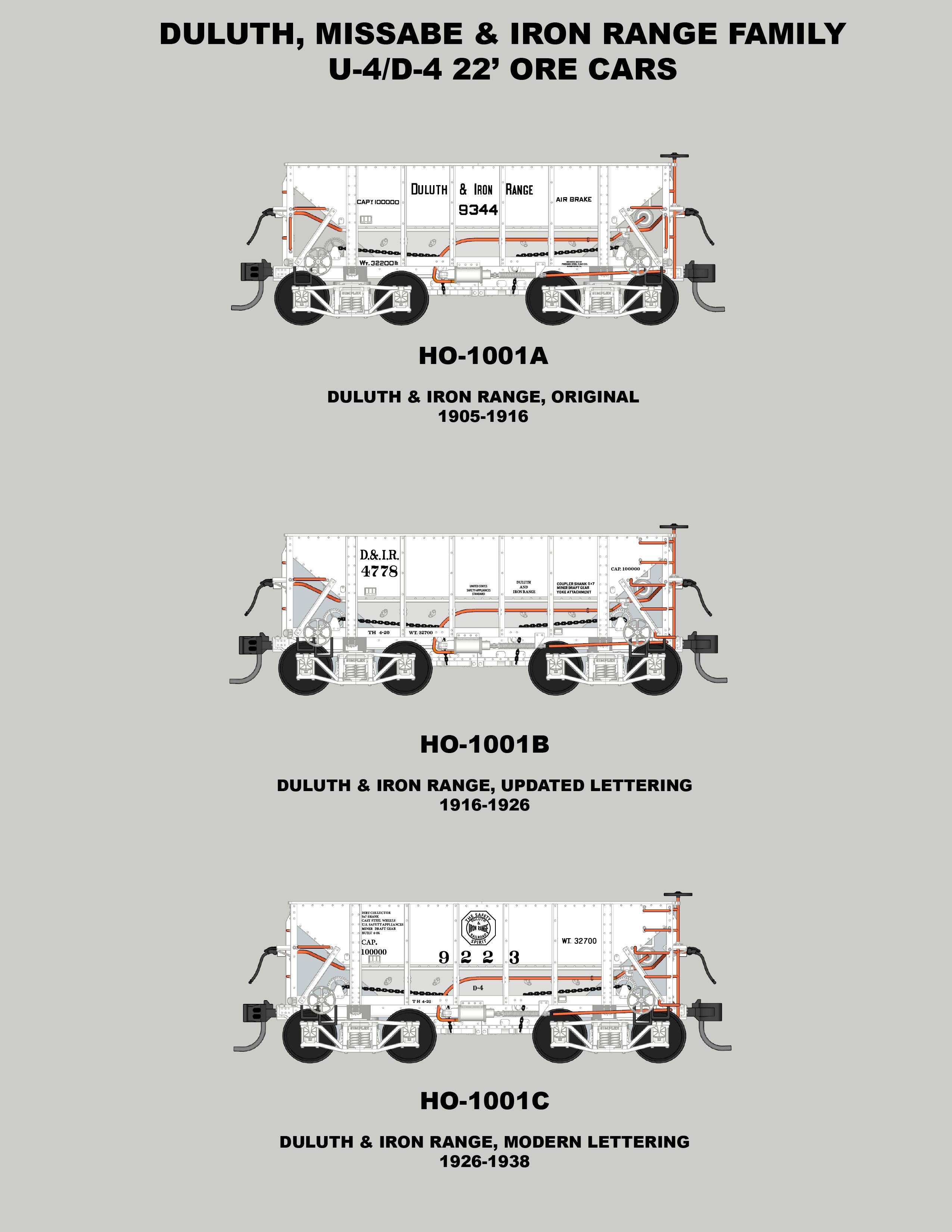 Duluth, Missabe & Iron Range Family U-4/D-4 22' Ore Cars