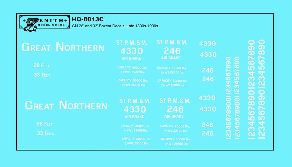 Saint Paul, Minneapolis and Manitoba/Great Northern 33' Box Car Decals
