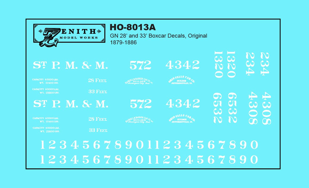 Saint Paul, Minneapolis and Manitoba/Great Northern 33' Box Car Decals