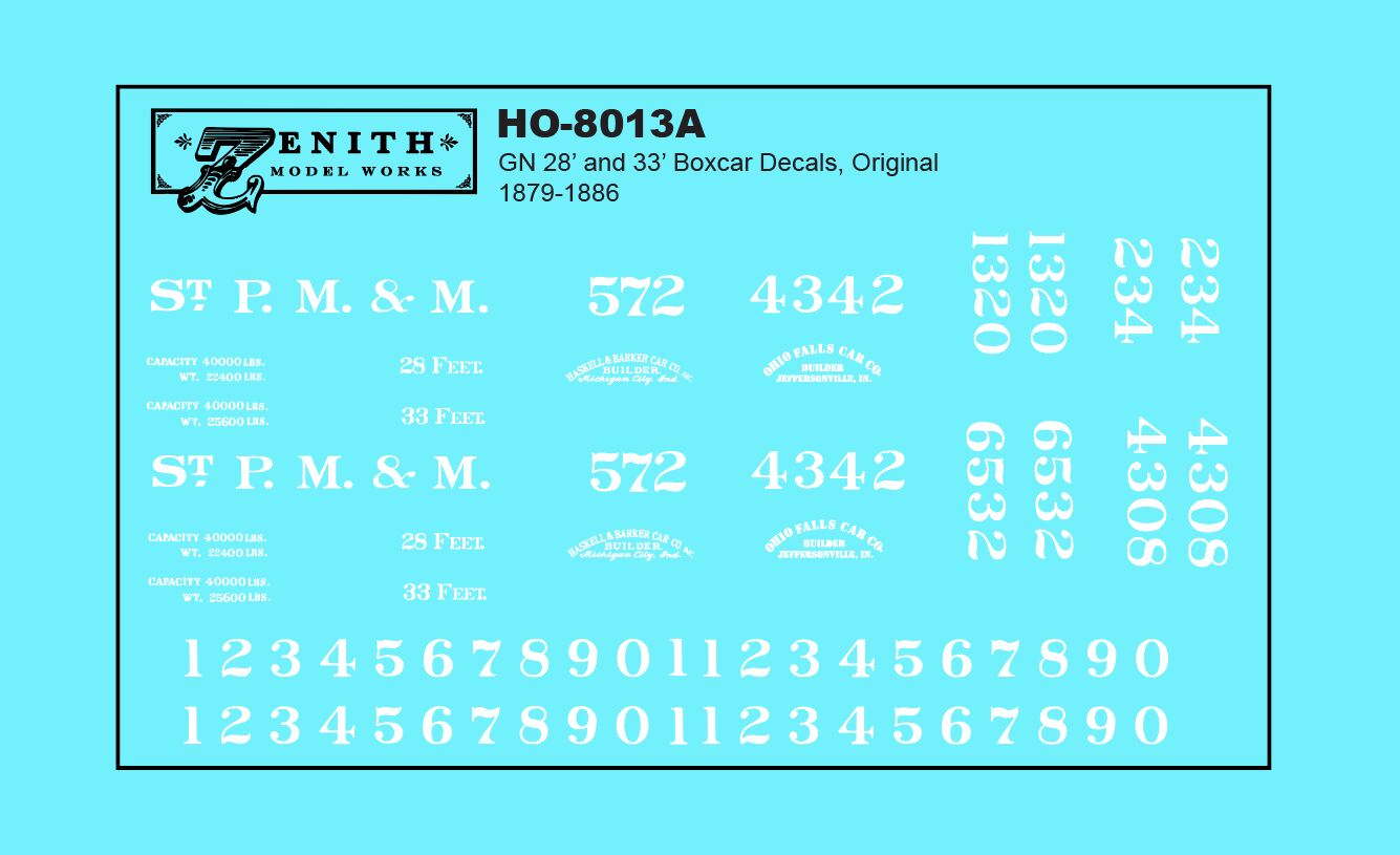 Saint Paul, Minneapolis and Manitoba/Great Northern 33' Box Car Decals